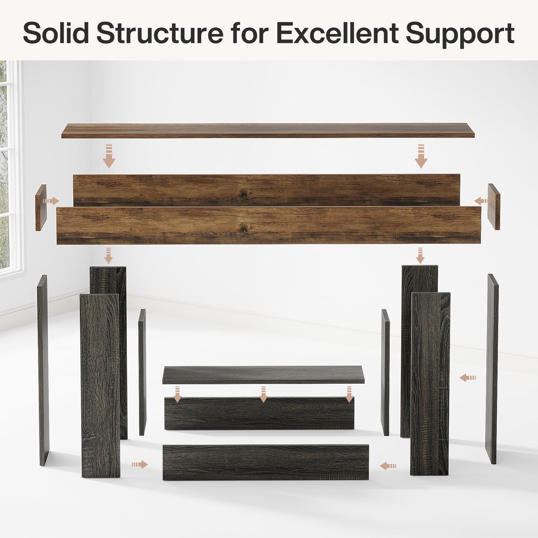 63" Wooden Console Table, Farmhouse 2-Tier Sofa Table Entryway Table