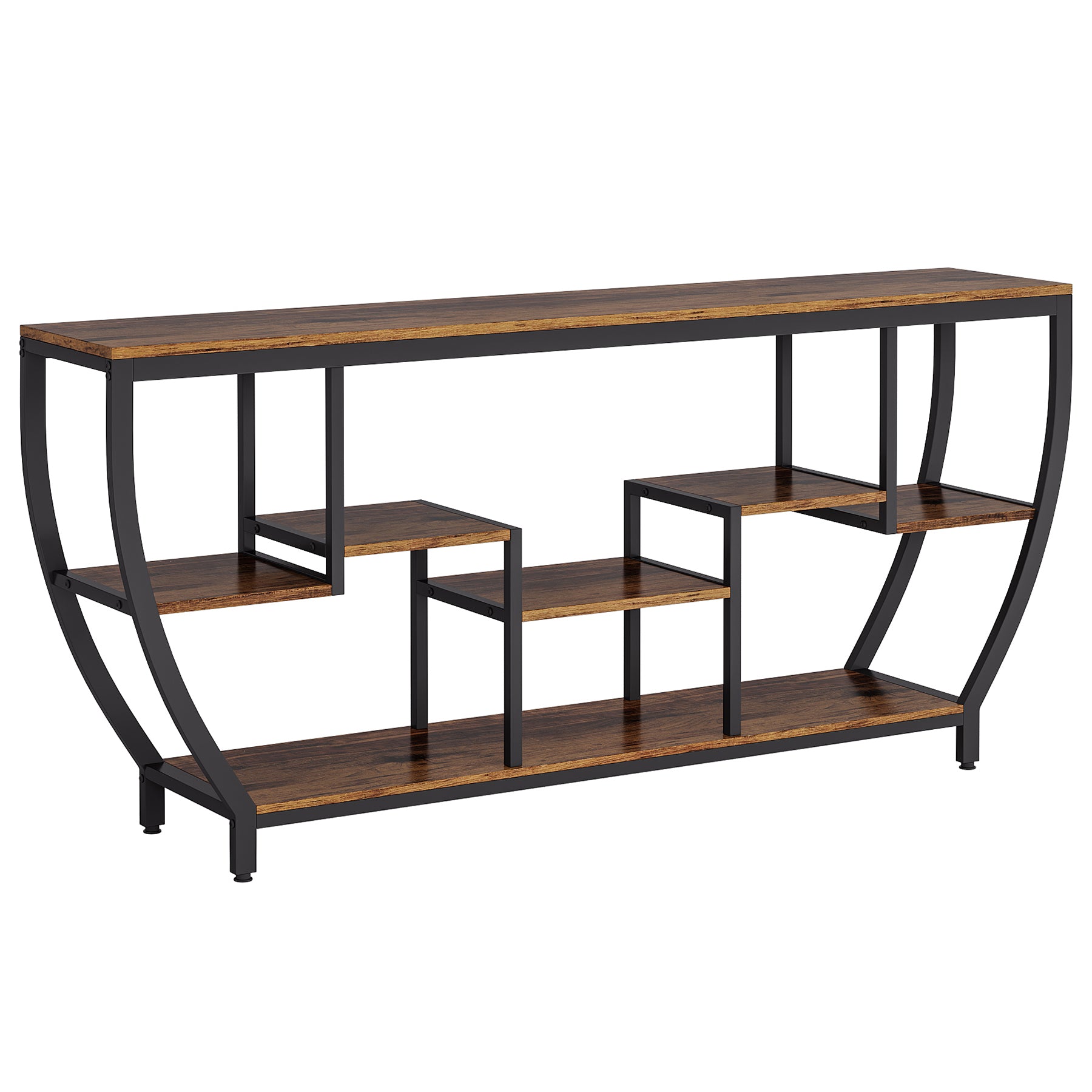 Industrial Console Table, 180cm Entryway Sofa Table with Shelves