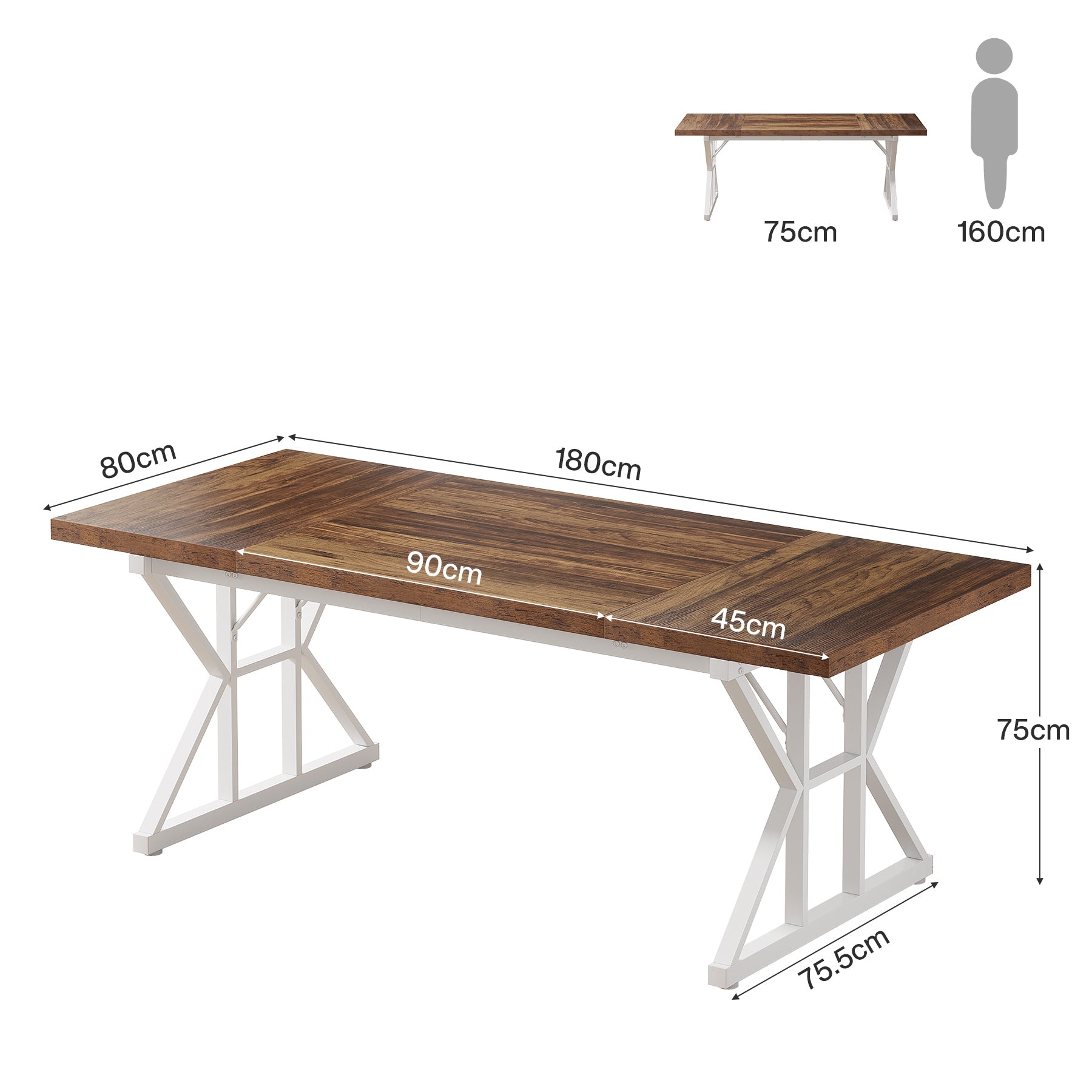 180cm Conference Table, Rectangle Meeting Room Table Executive Desk