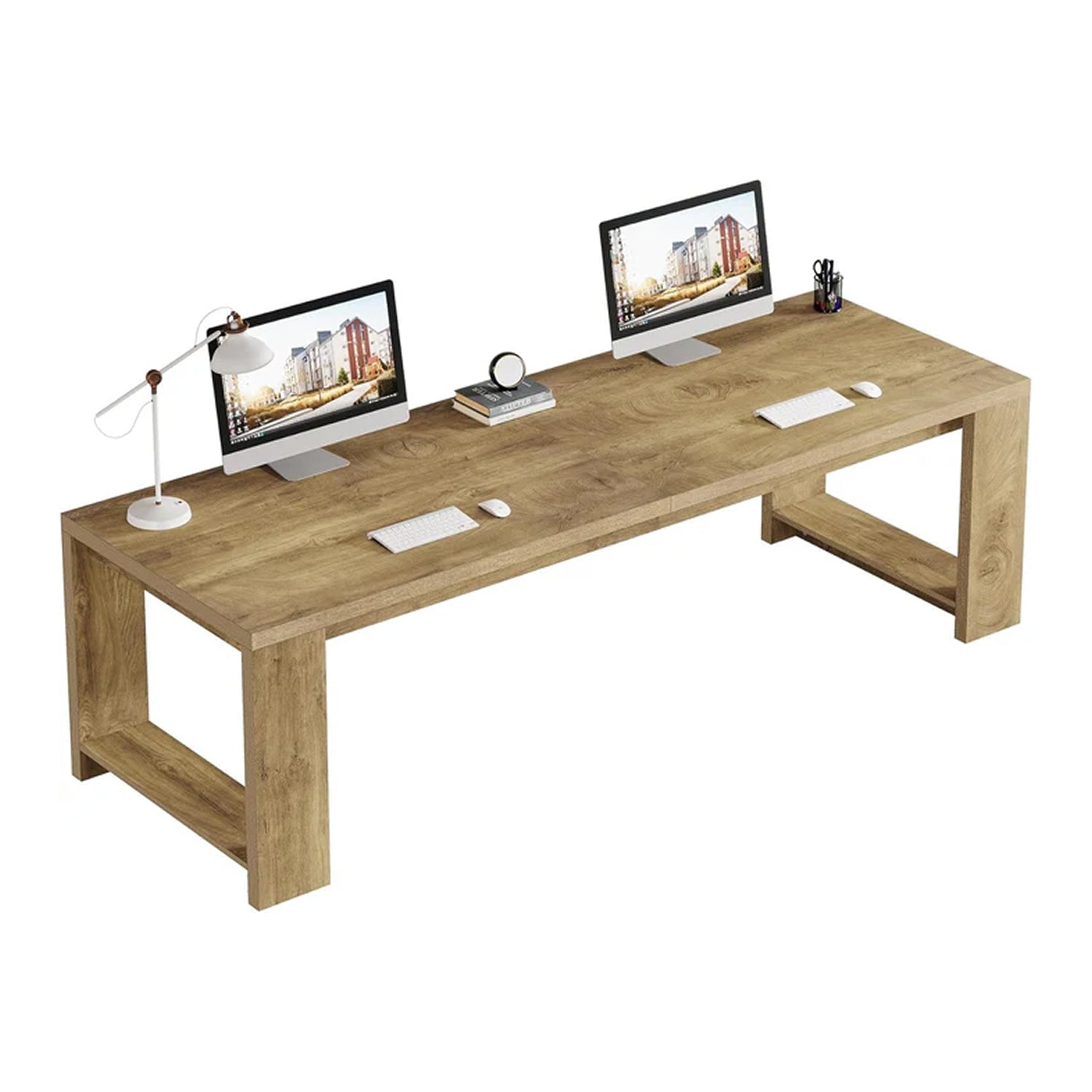 220cm Modern Two-Person Study Desk, Sturdy Executive Office Desk