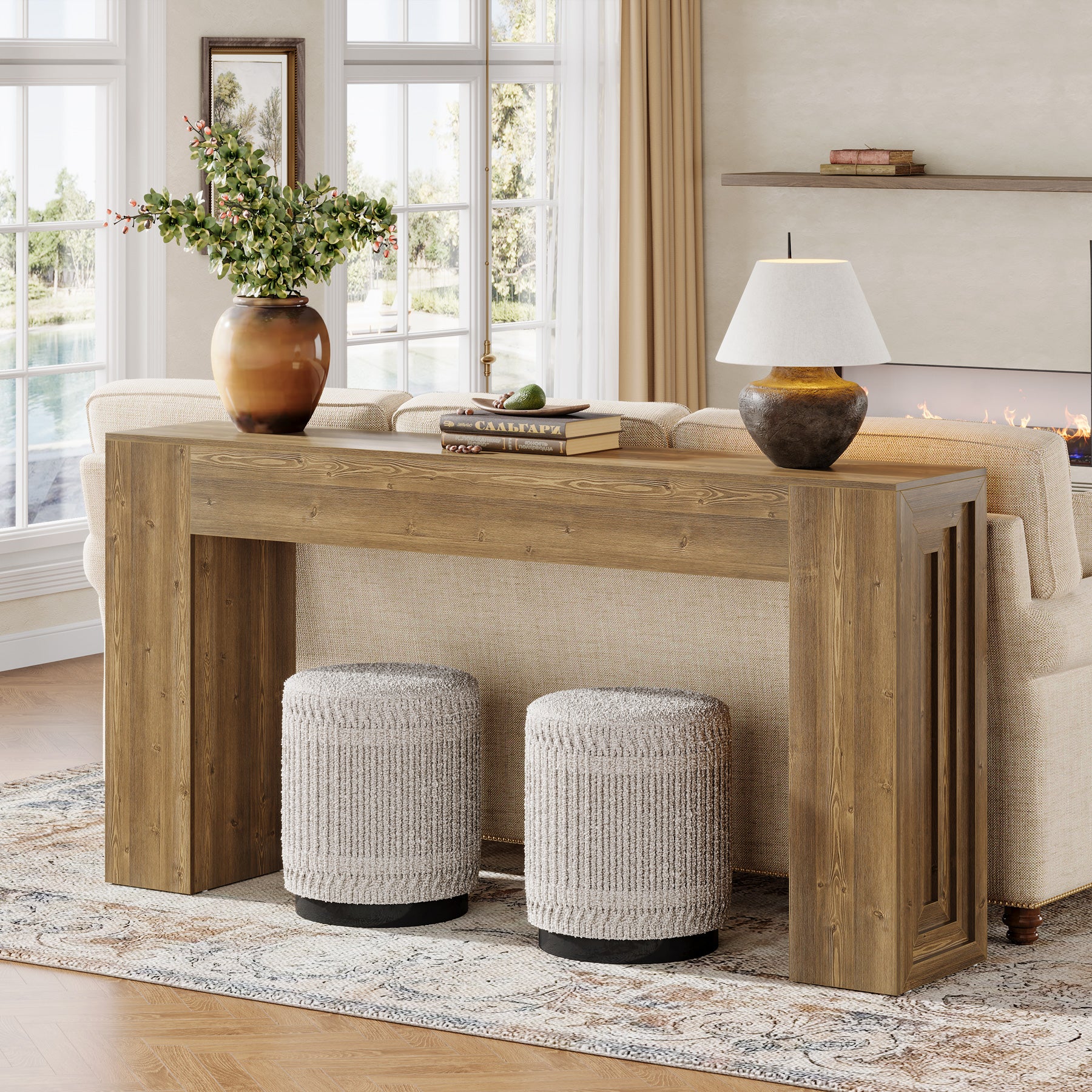 160cm Long Console Table, Farmhouse Narrow Sofa Table for Entryway, Hallway and Living Room