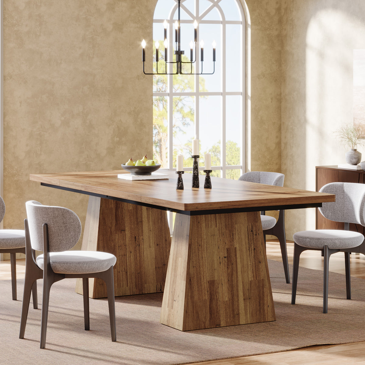 160cm Rectangular Dining Table, Modern Kitchen Table for 4-6 with Sturdy Tapered Wood Legs