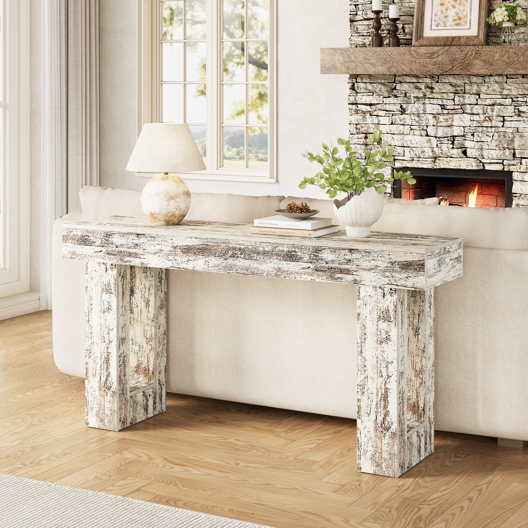 160cm Console Table, Farmhouse Wooden Sofa Table Entryway Table