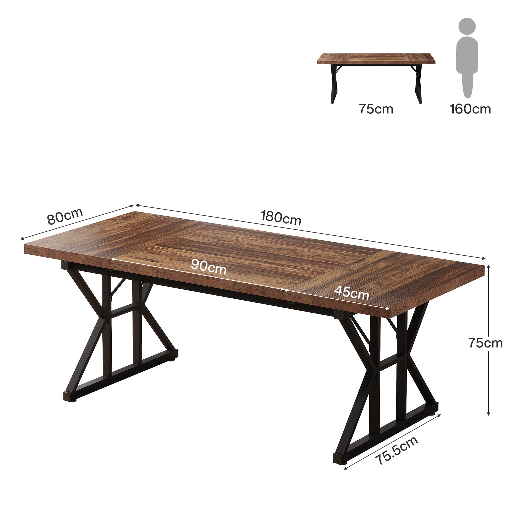 180cm Conference Table, Rectangle Meeting Room Table Executive Desk