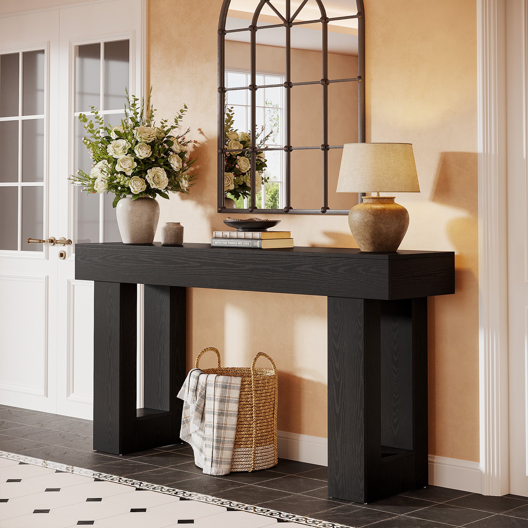 160cm Console Table, Farmhouse Wooden Sofa Table Entryway Table