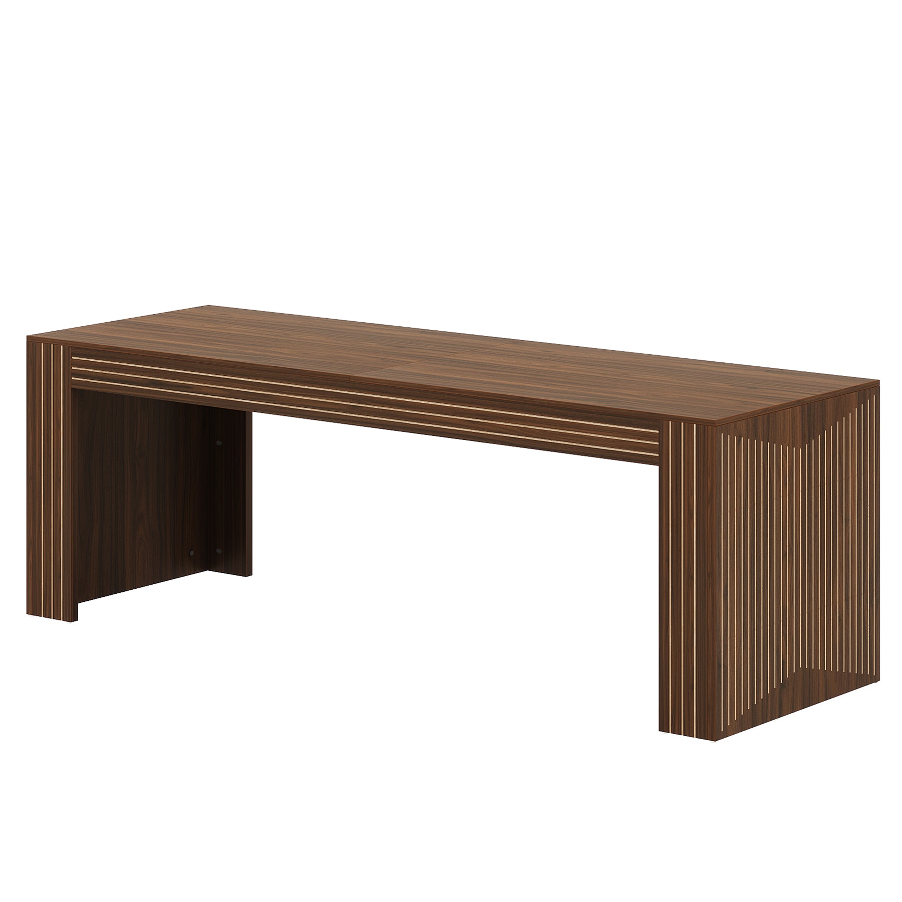 200cm Large Walnut Dining Table for 6-8, Rectangular Modern Farmhouse Table with Heavy-Duty Pedestal