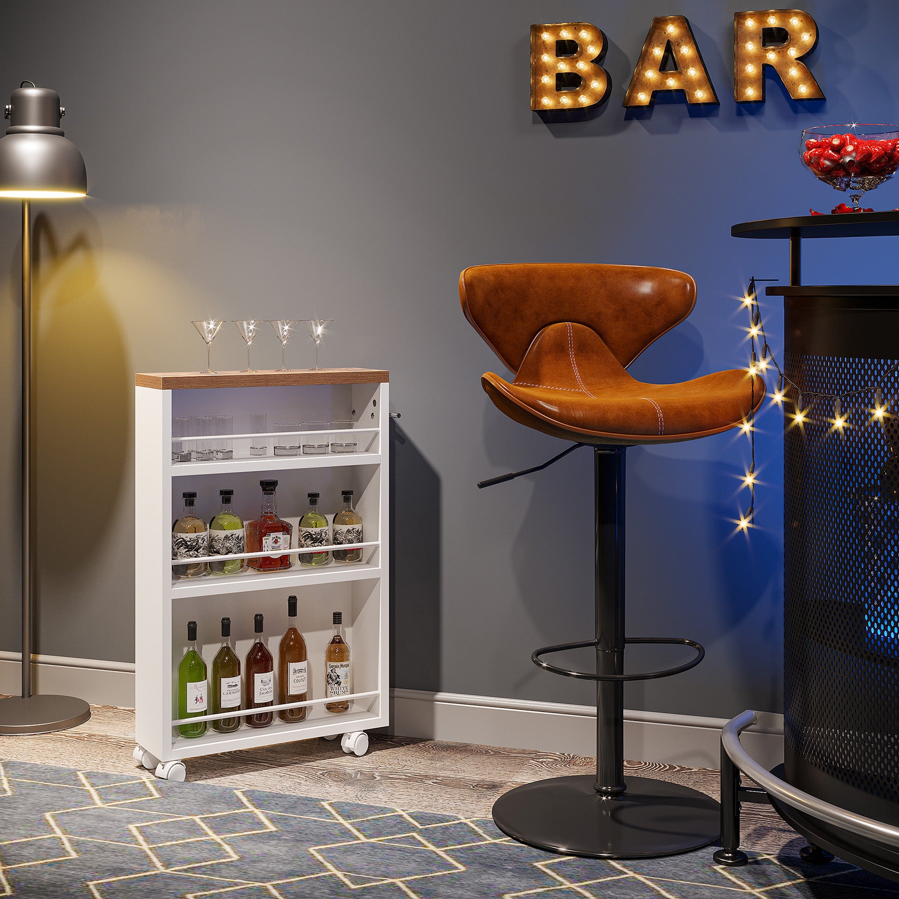 4-Tier Storage Cart, Slim Rolling Narrow Kitchen Cart for Small Place