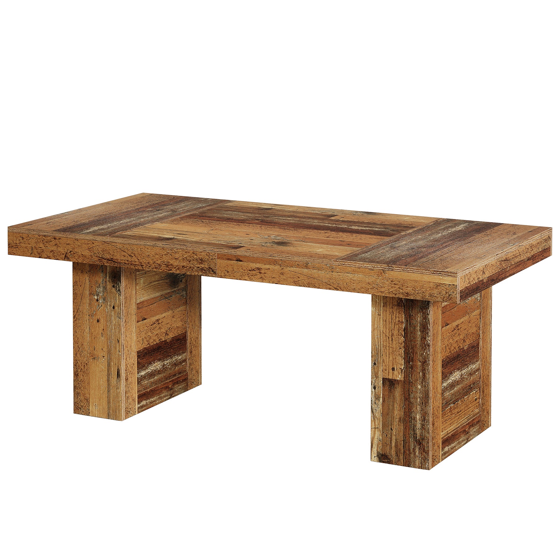 160 cm Farmhouse Dining Table for 6–8, Rectangular Wooden Kitchen Table with Heavy-Duty Legs