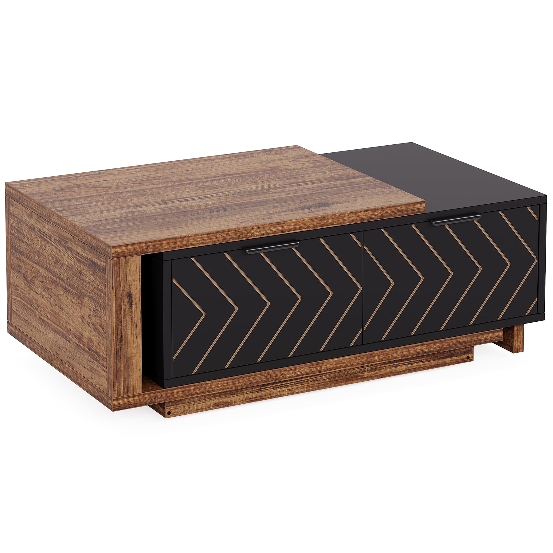 Extendable Coffee Table, Center Table Cocktail Table with 2 Storage Drawers