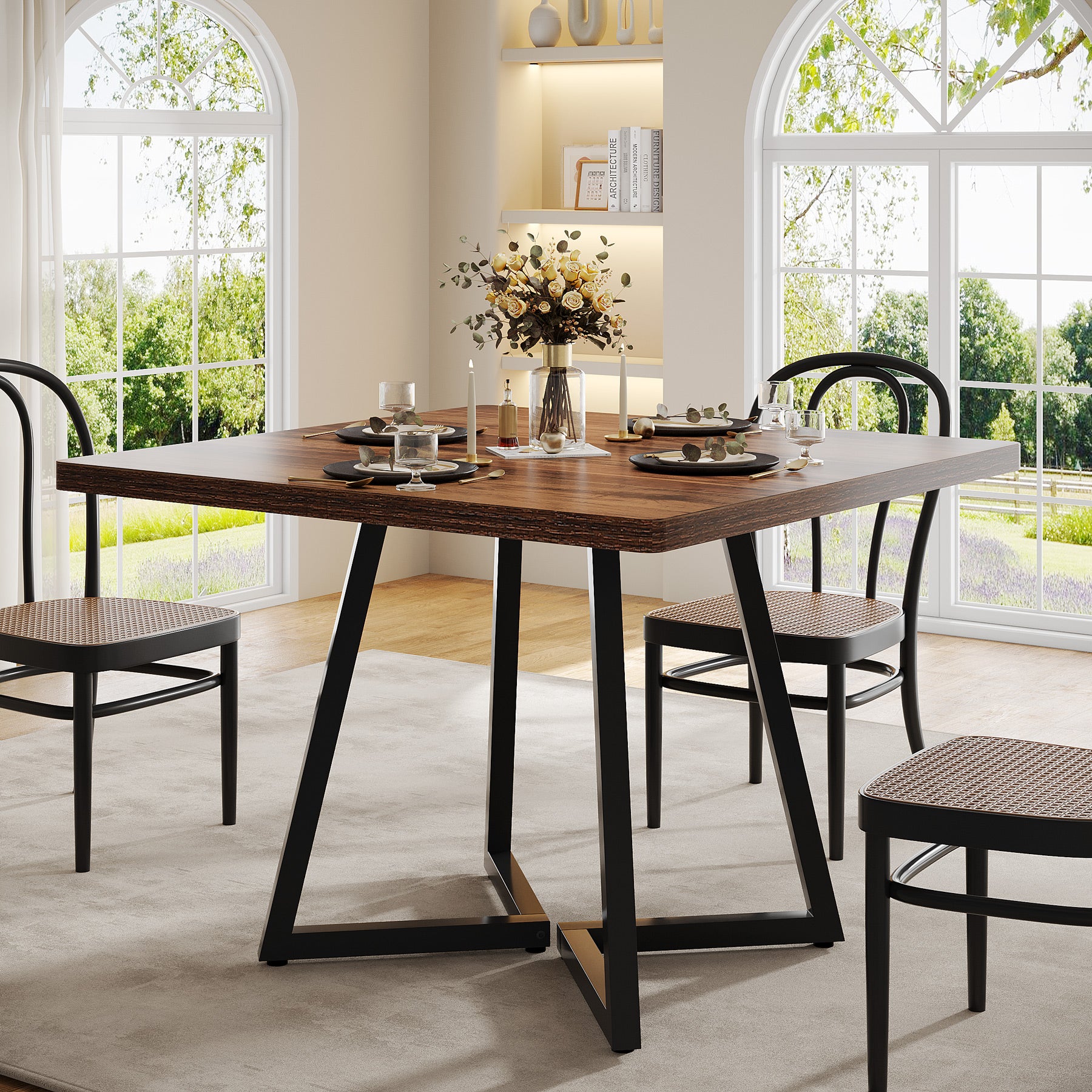 31.5" Square Dining Table, Wood Kitchen Table for 4 People