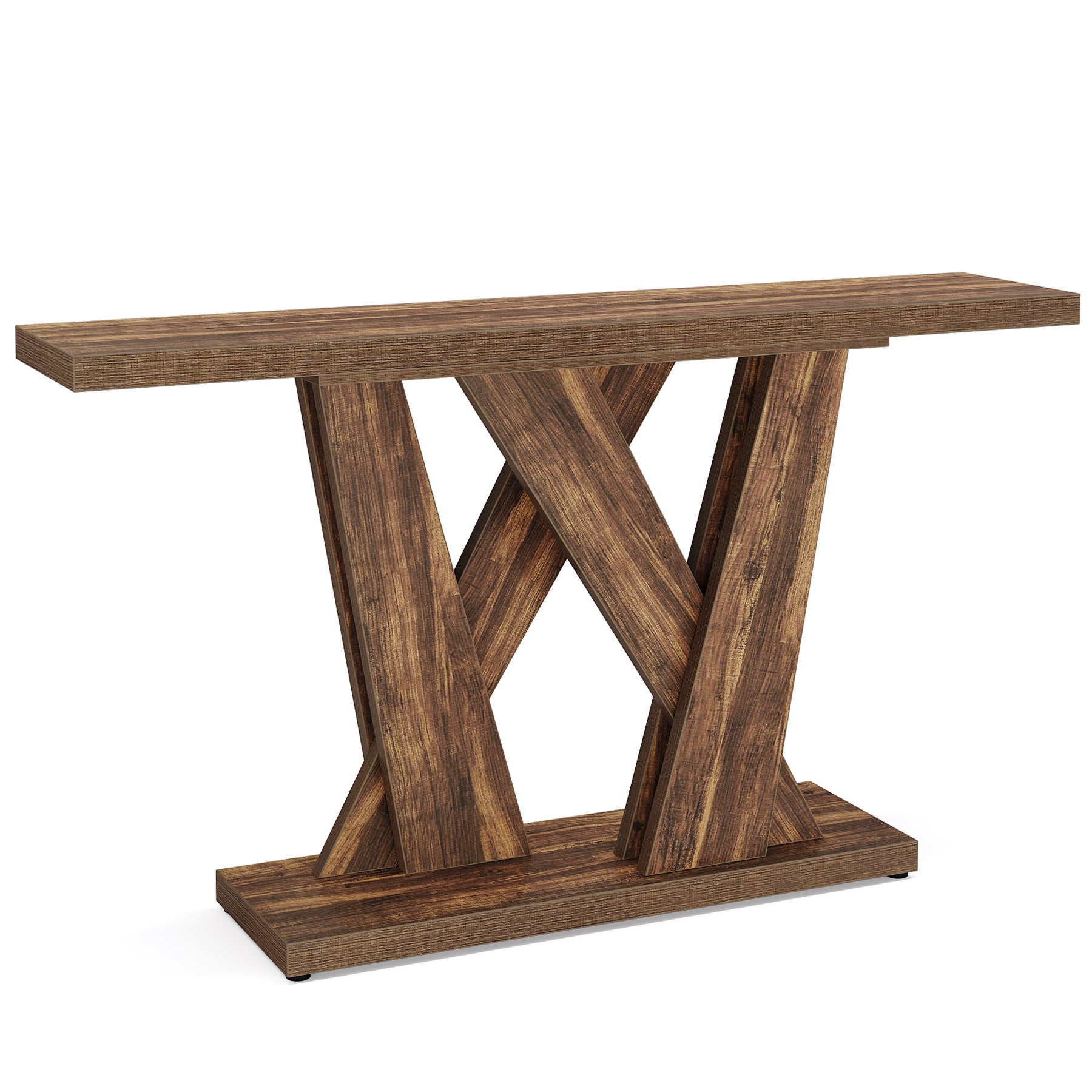 55" Console Table, Farmhouse Entryway Table With Geometric Base