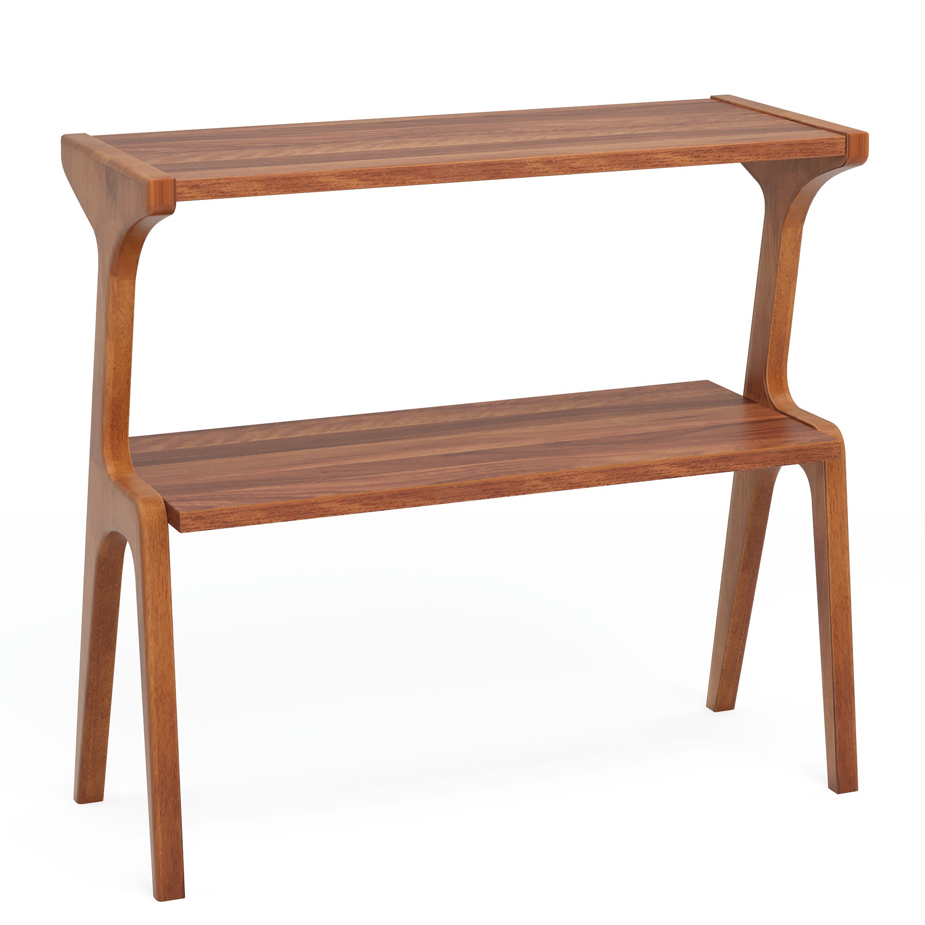 2-Tier Wood Side Table, Farmhouse Couch Side Table with Storage Shelves