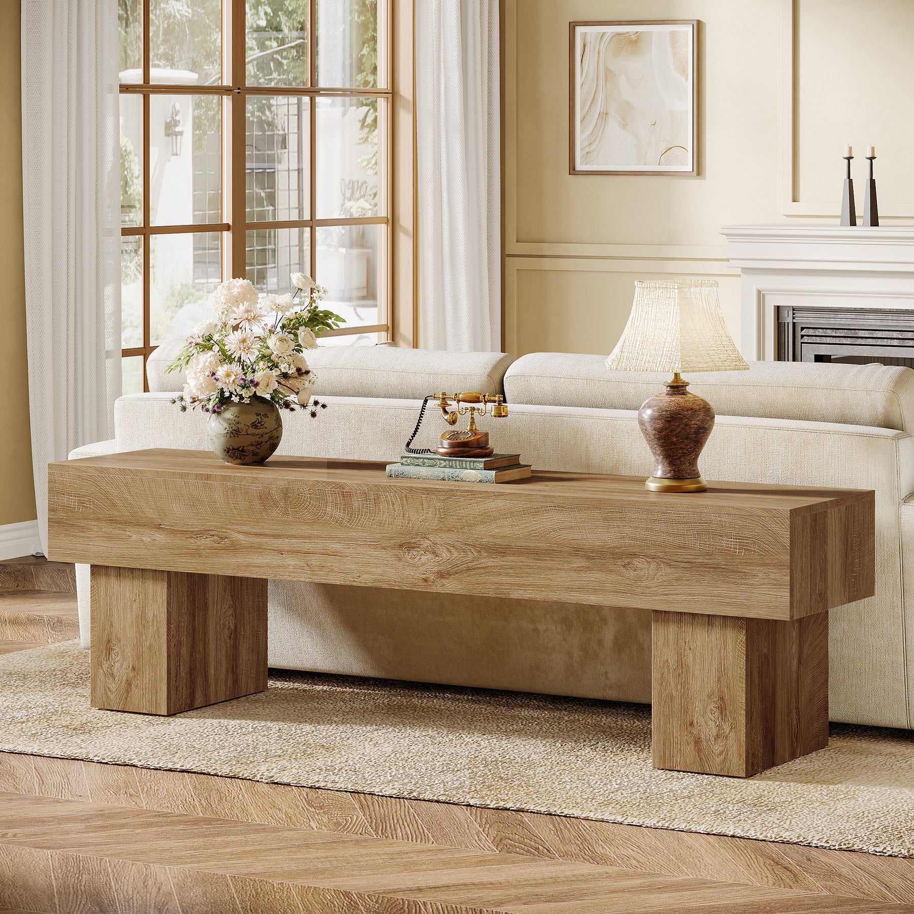 160cm Farmhouse Entertainment Unit, Low Wooden Media Console for Living Room