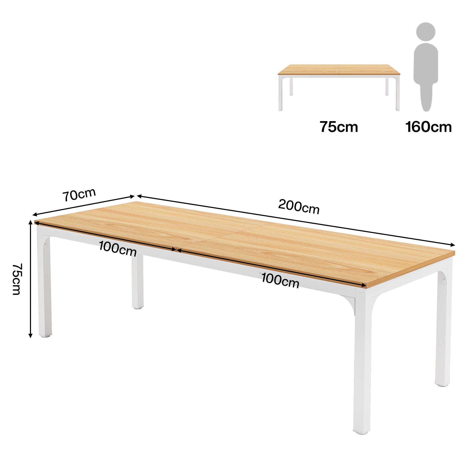 Rectangle Dining Table, 78 inch Long Kitchen Table for 6-8 People