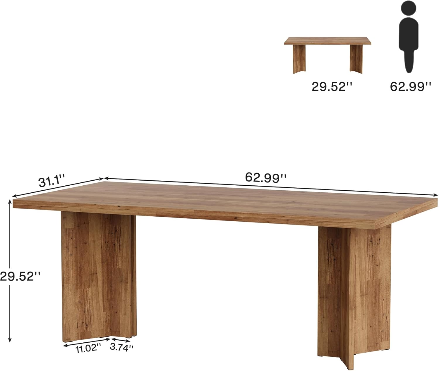 160cm Dining Table, Farmhouse Kitchen Table with Large Tabletop for 4-6