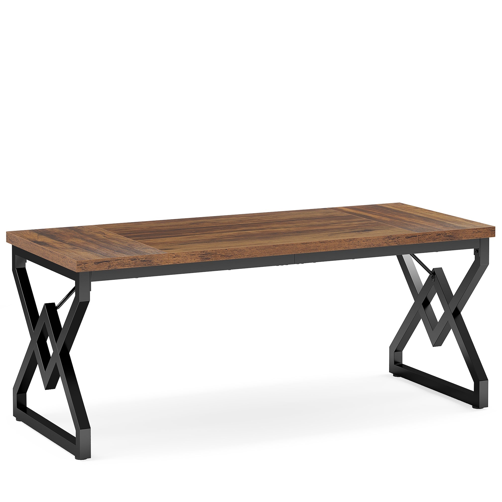 160cm Large Computer Desk with Thick Wooden Top and Metal Frame, Modern Computer & Study Desk for Home Office