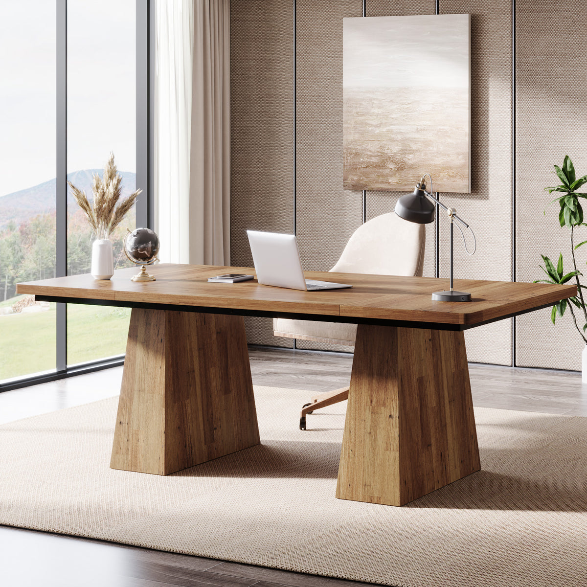 160cm Executive Desk, Modern Study Desk with Sturdy Pedestal for Home Office