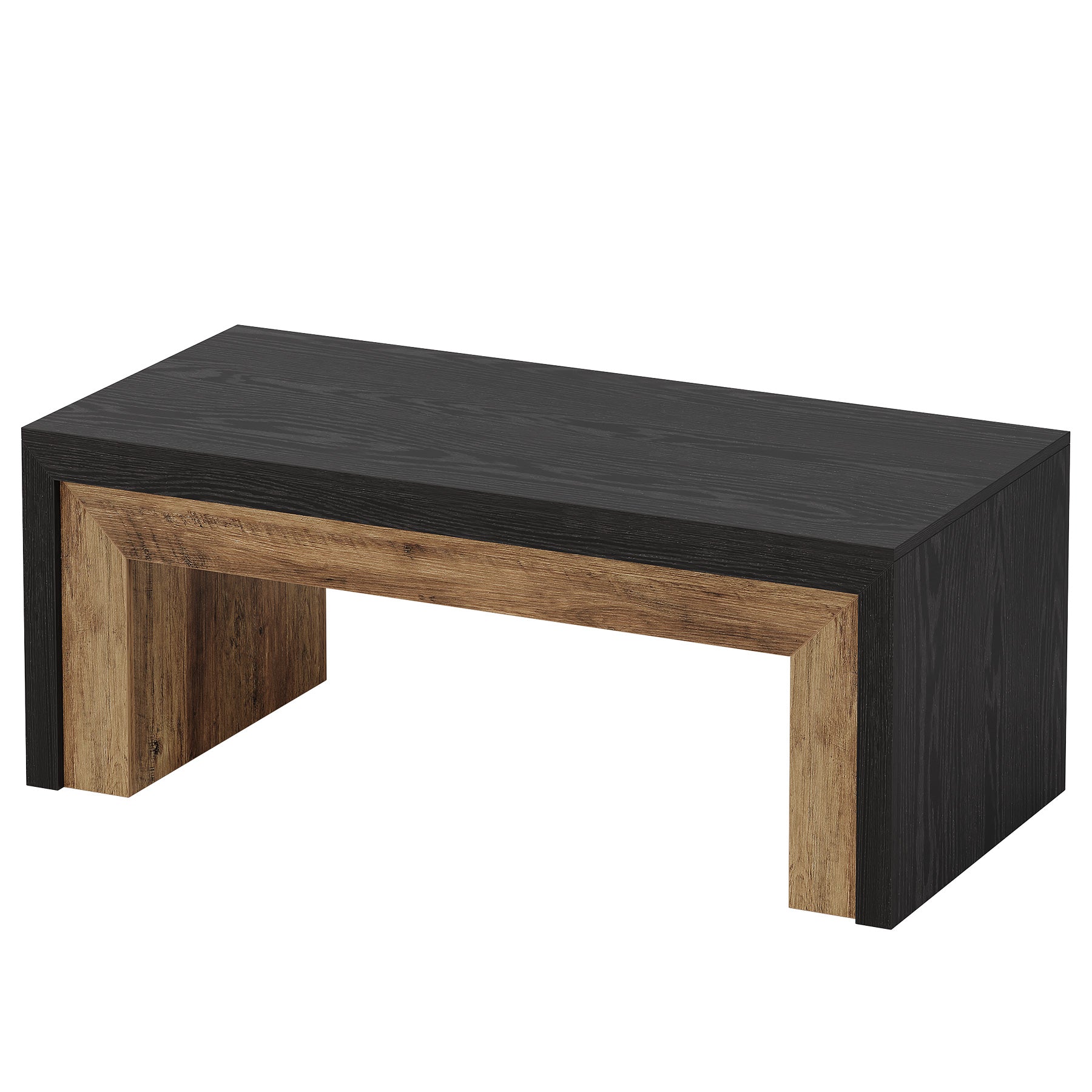 120cm Rectangular Coffee Table with Solid Base, Living Room Centre Table in Mid-Century Style