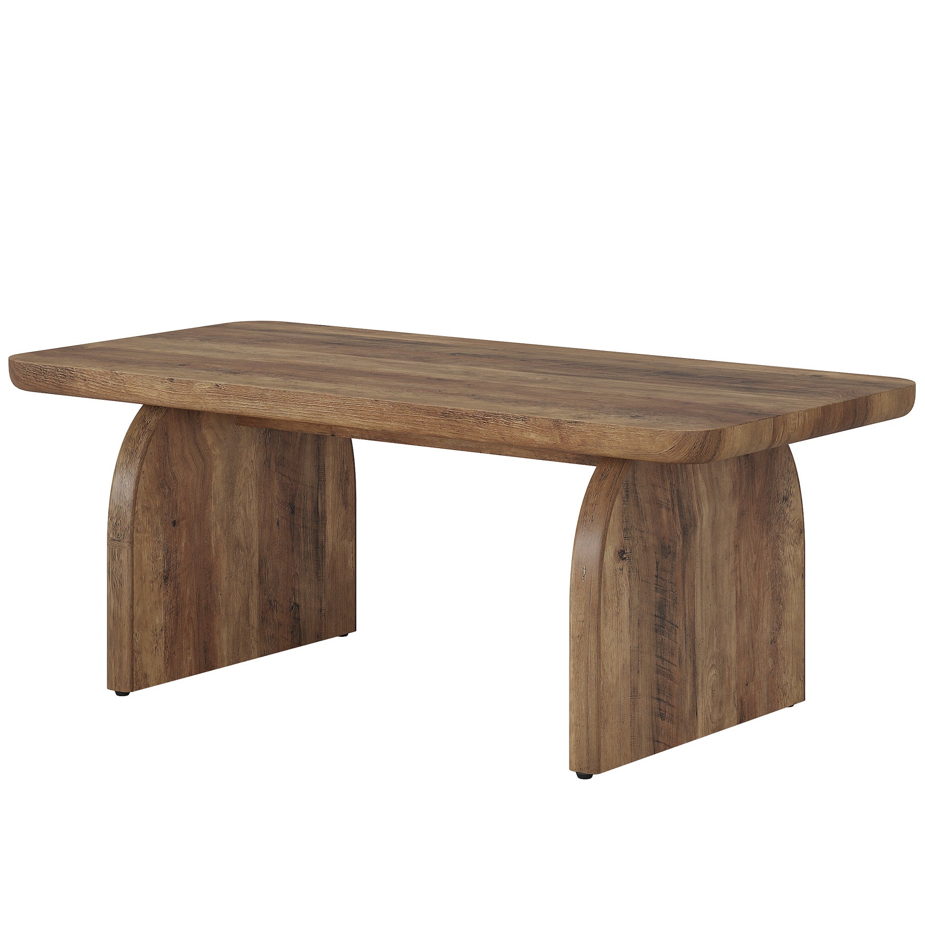 120cm Farmhouse Coffee Table, Rectangular Wooden Centre Table with Rounded Corners
