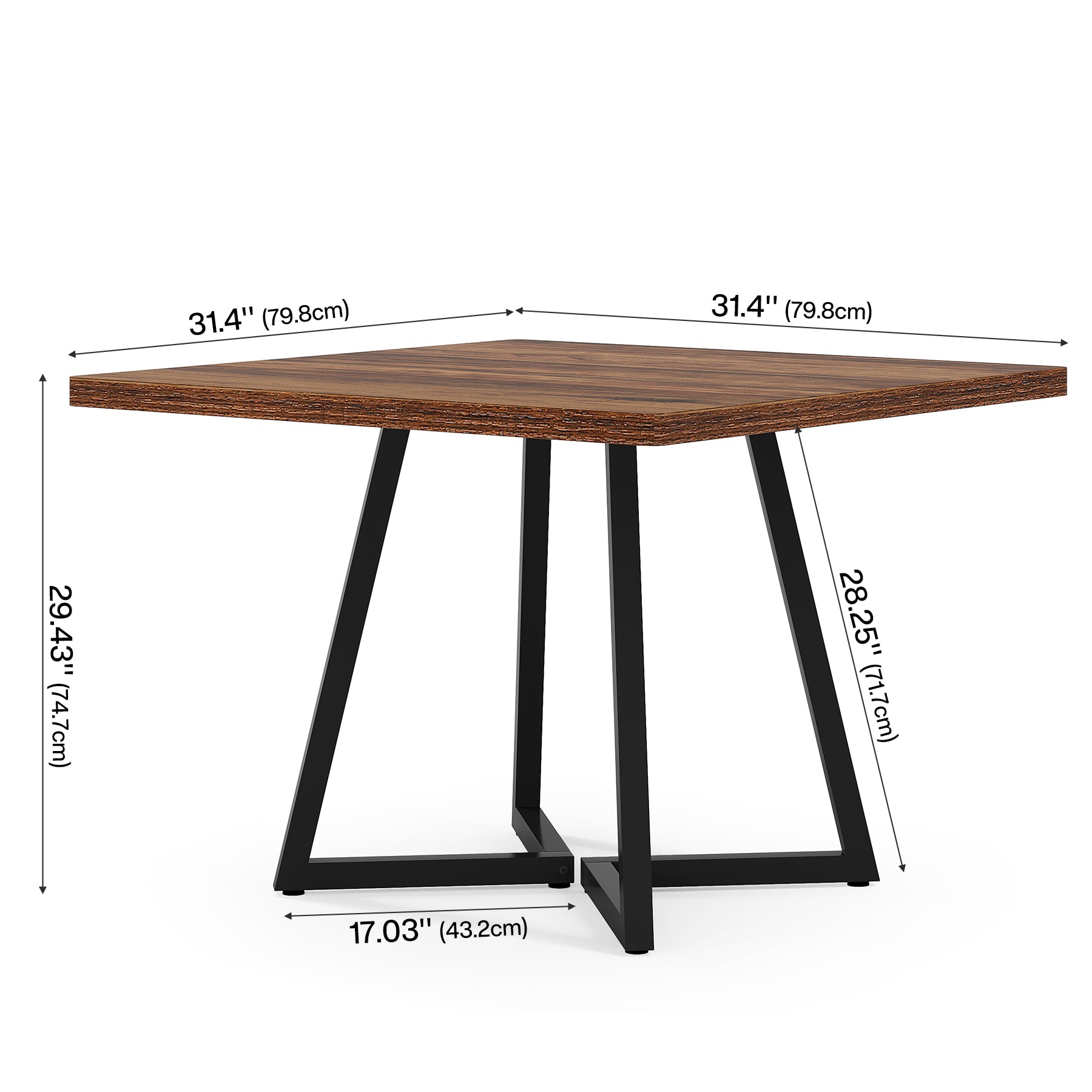 31.5" Square Dining Table, Wood Kitchen Table for 4 People