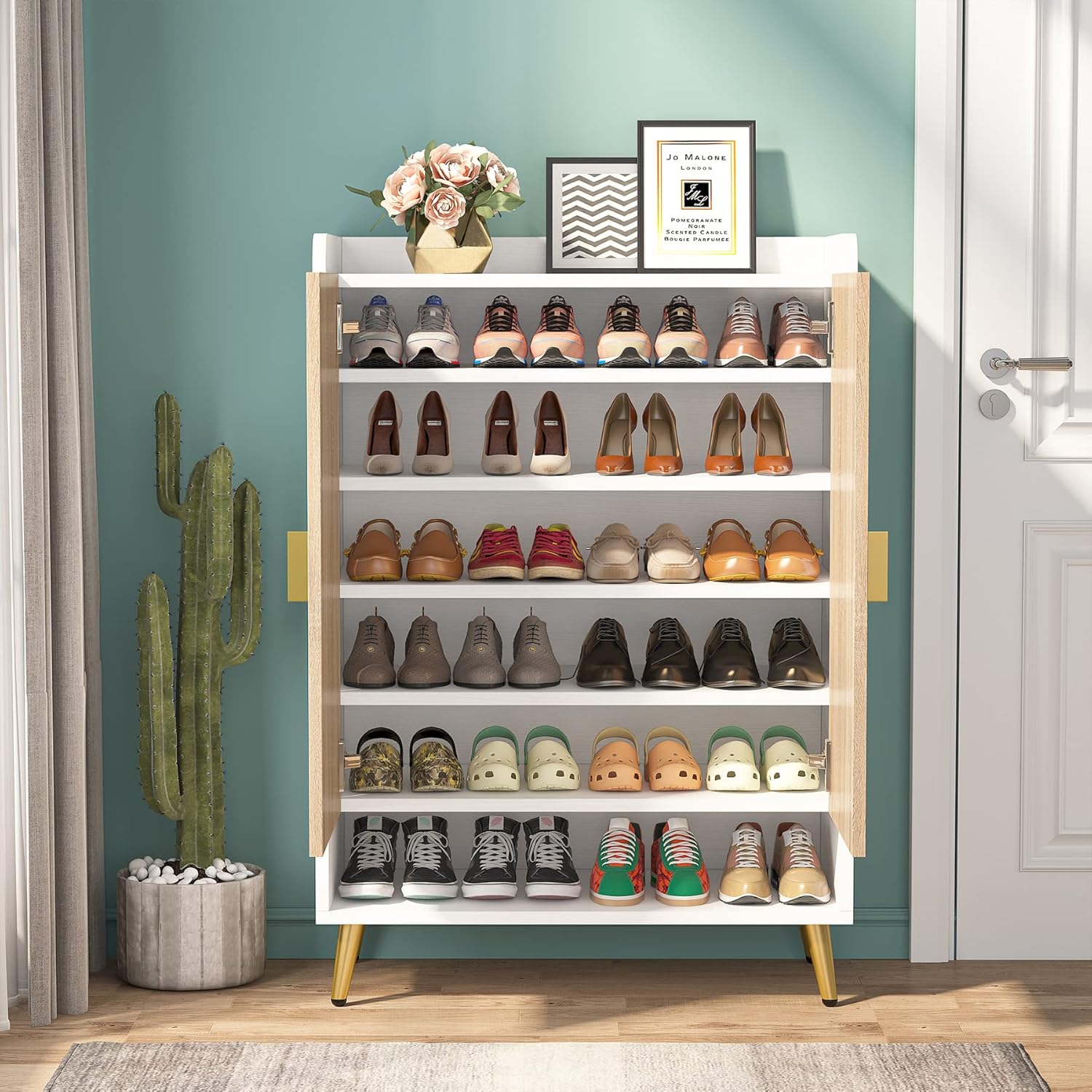 7-Tier Shoe Cabinet, Shoe Storage Organizer with Adjustable Shelves