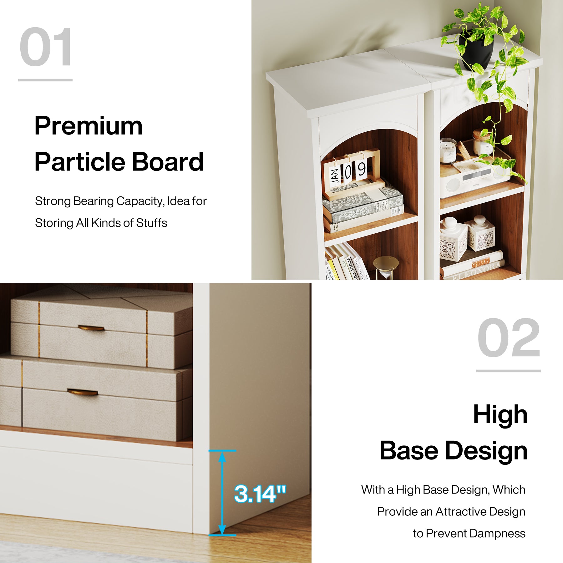 180cm Narrow Bookshelf, 5-Tier Cube Bookshelf Display Rack with Storage