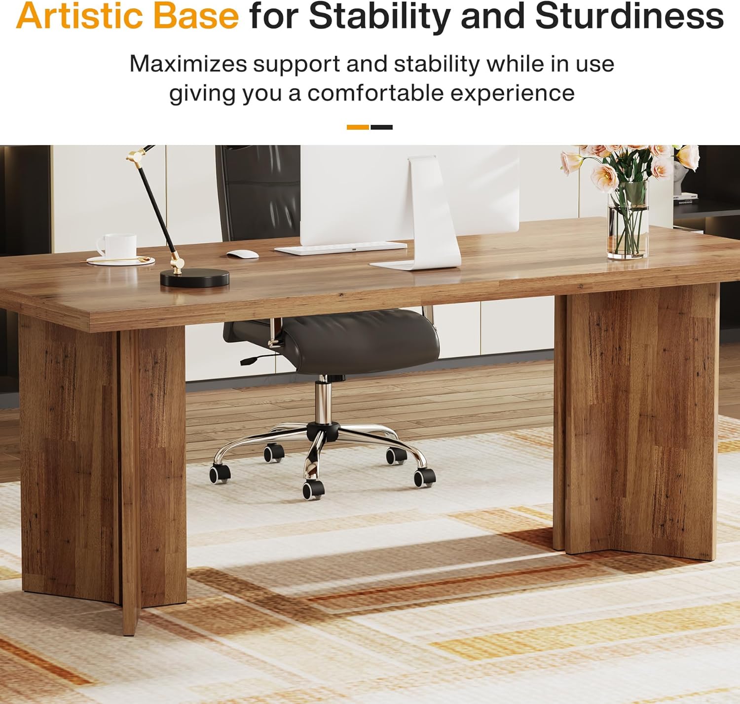 160cm Computer Desk, Vintage Executive Desk Office Desk Conference Table