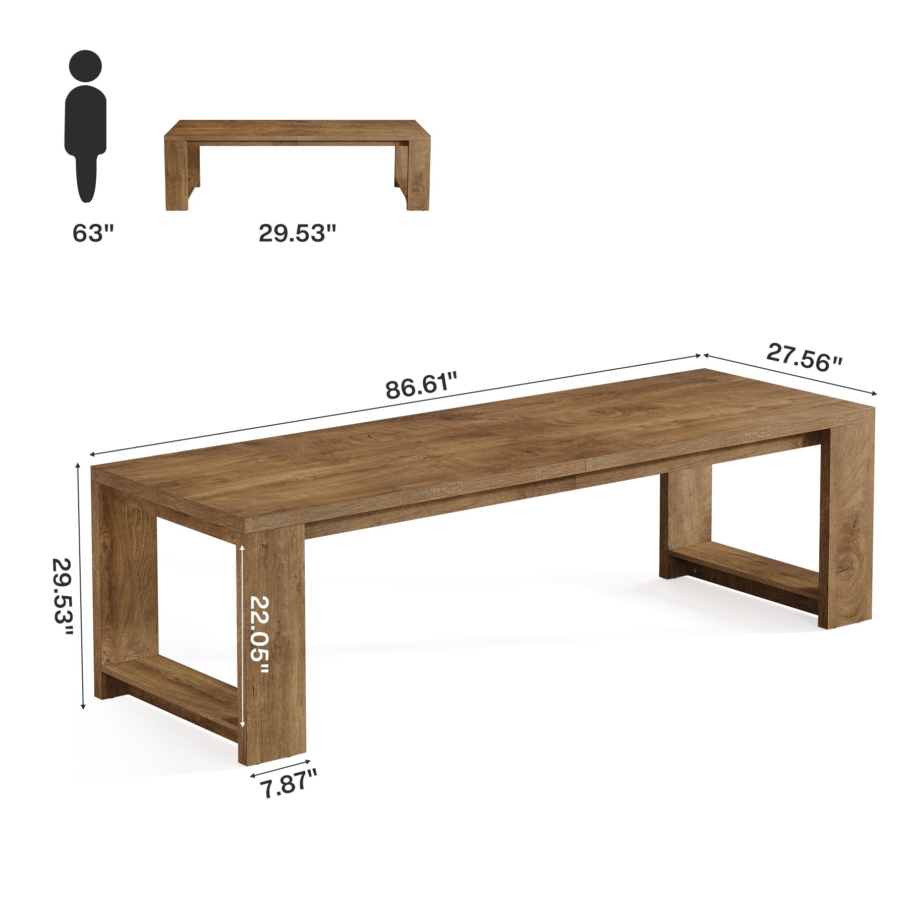 220cm Modern Two-Person Study Desk, Sturdy Executive Office Desk