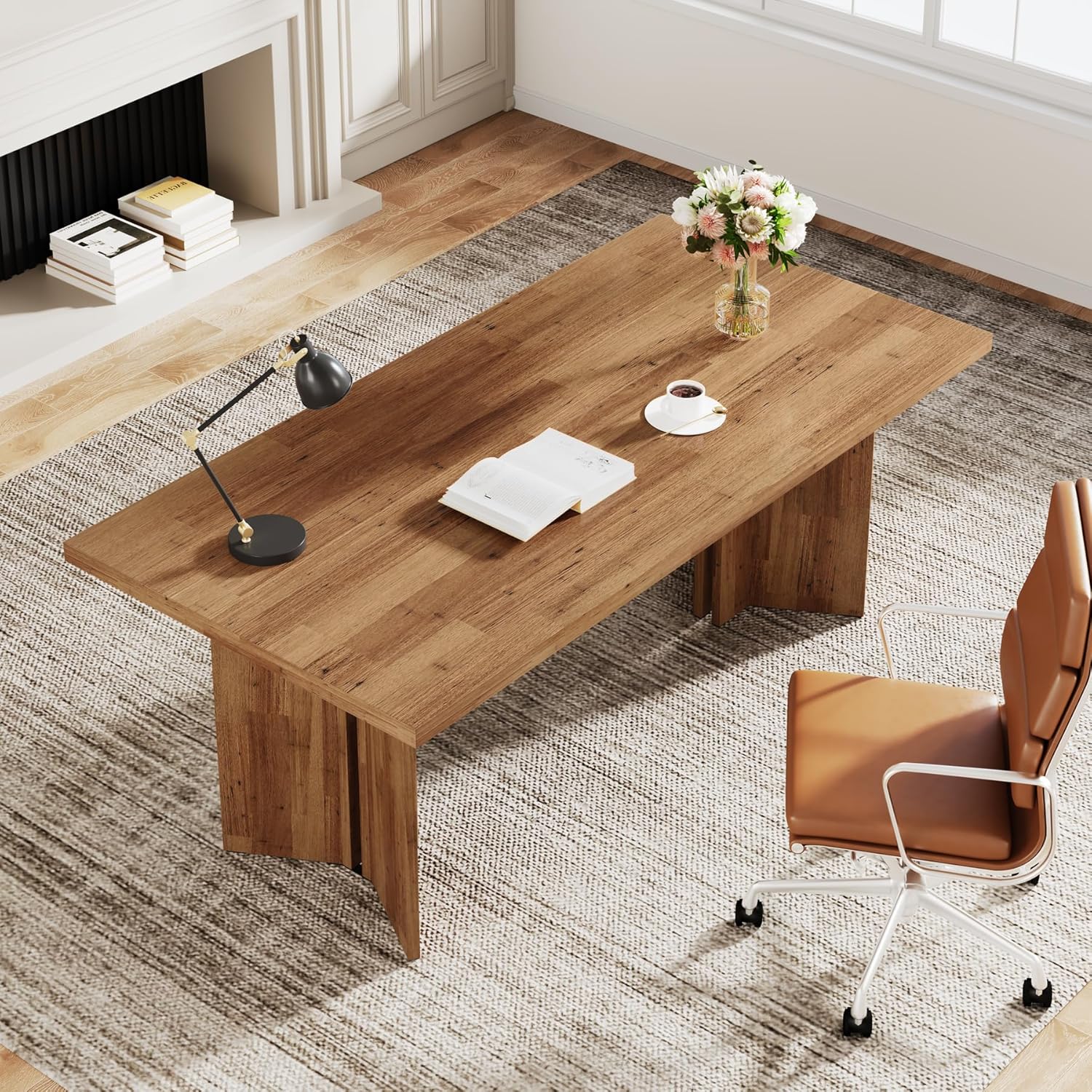 160cm Computer Desk, Vintage Executive Desk Office Desk Conference Table