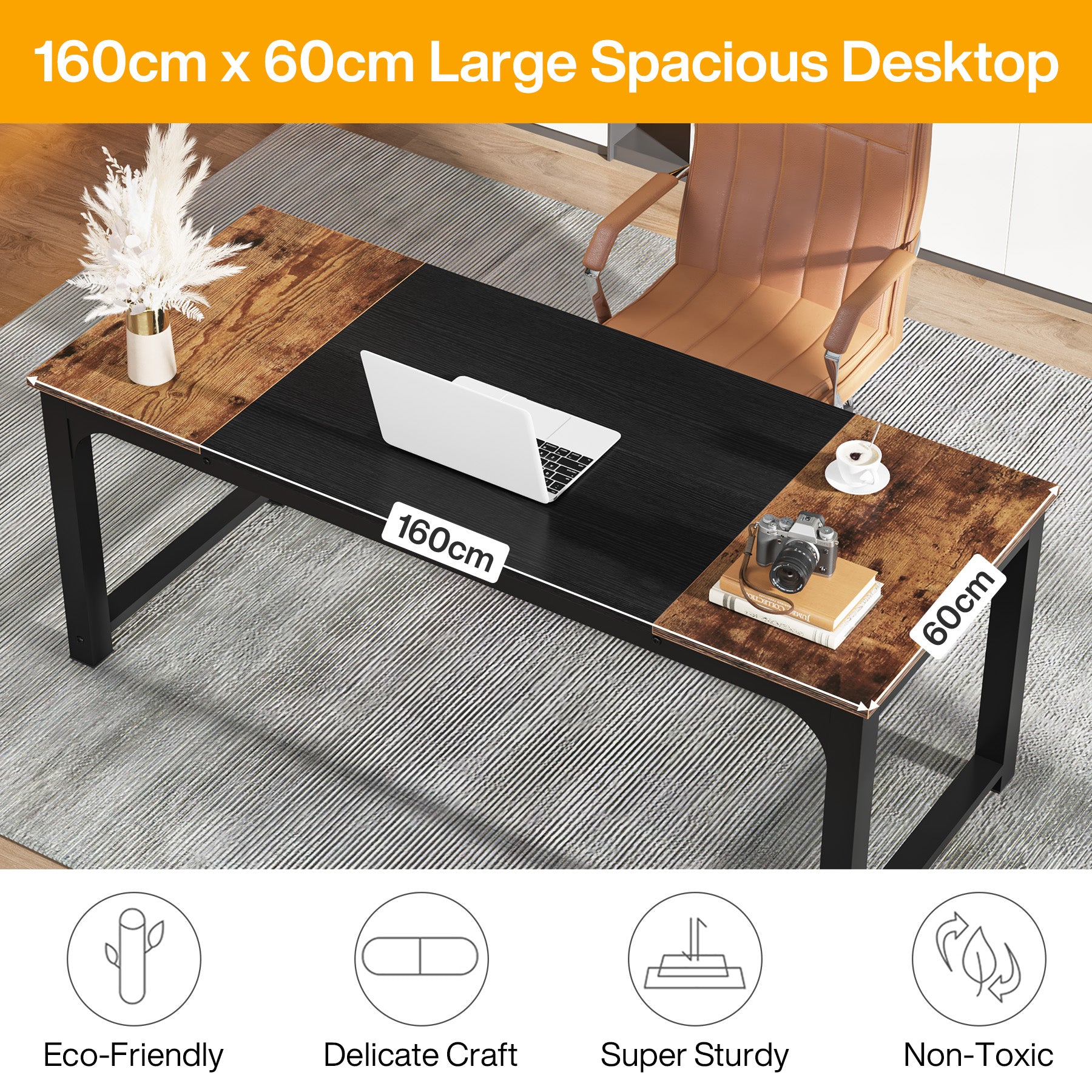 160cm Executive Desk, Modern Office Computer Desk Writing Desk