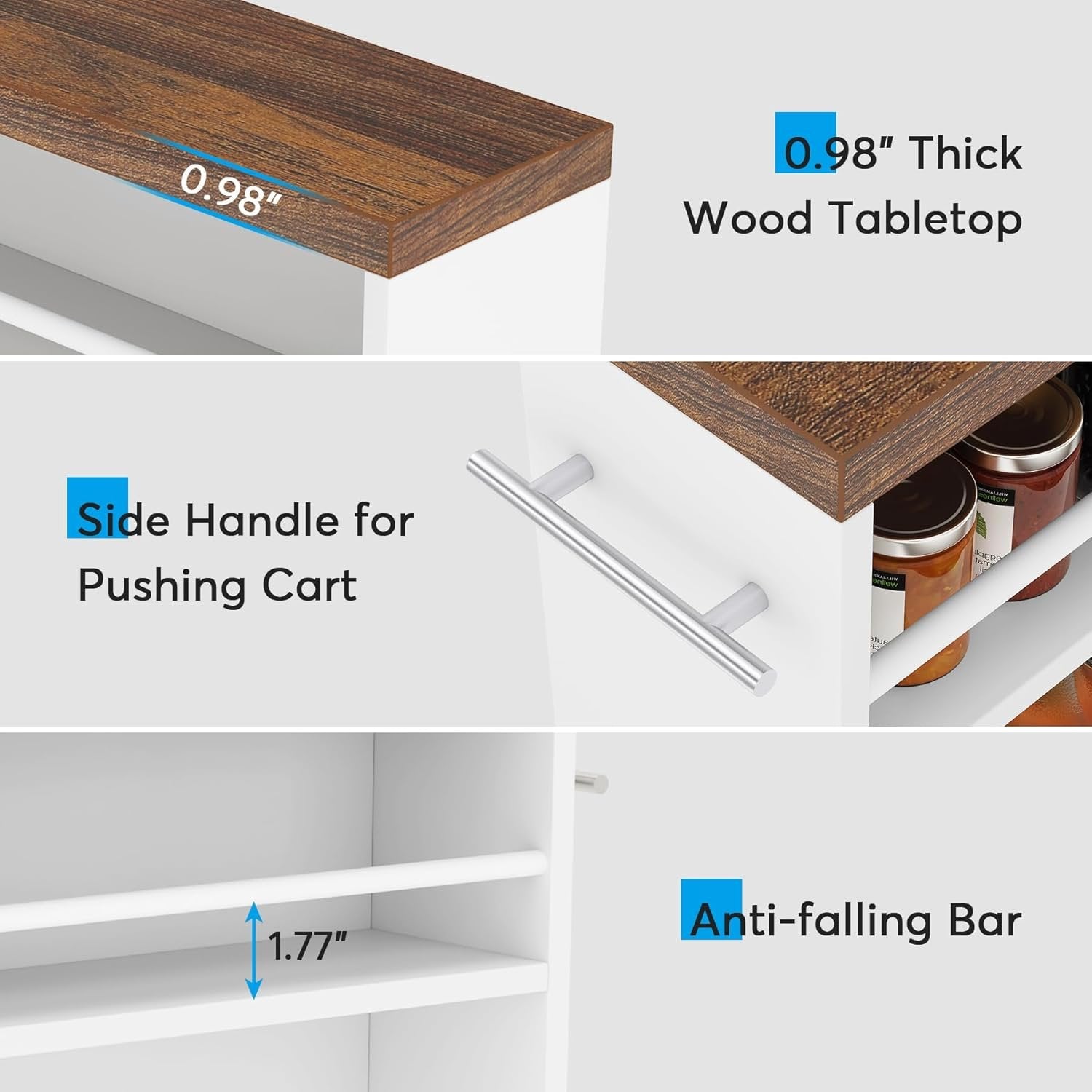 4-Tier Storage Cart, Slim Rolling Narrow Kitchen Cart for Small Place