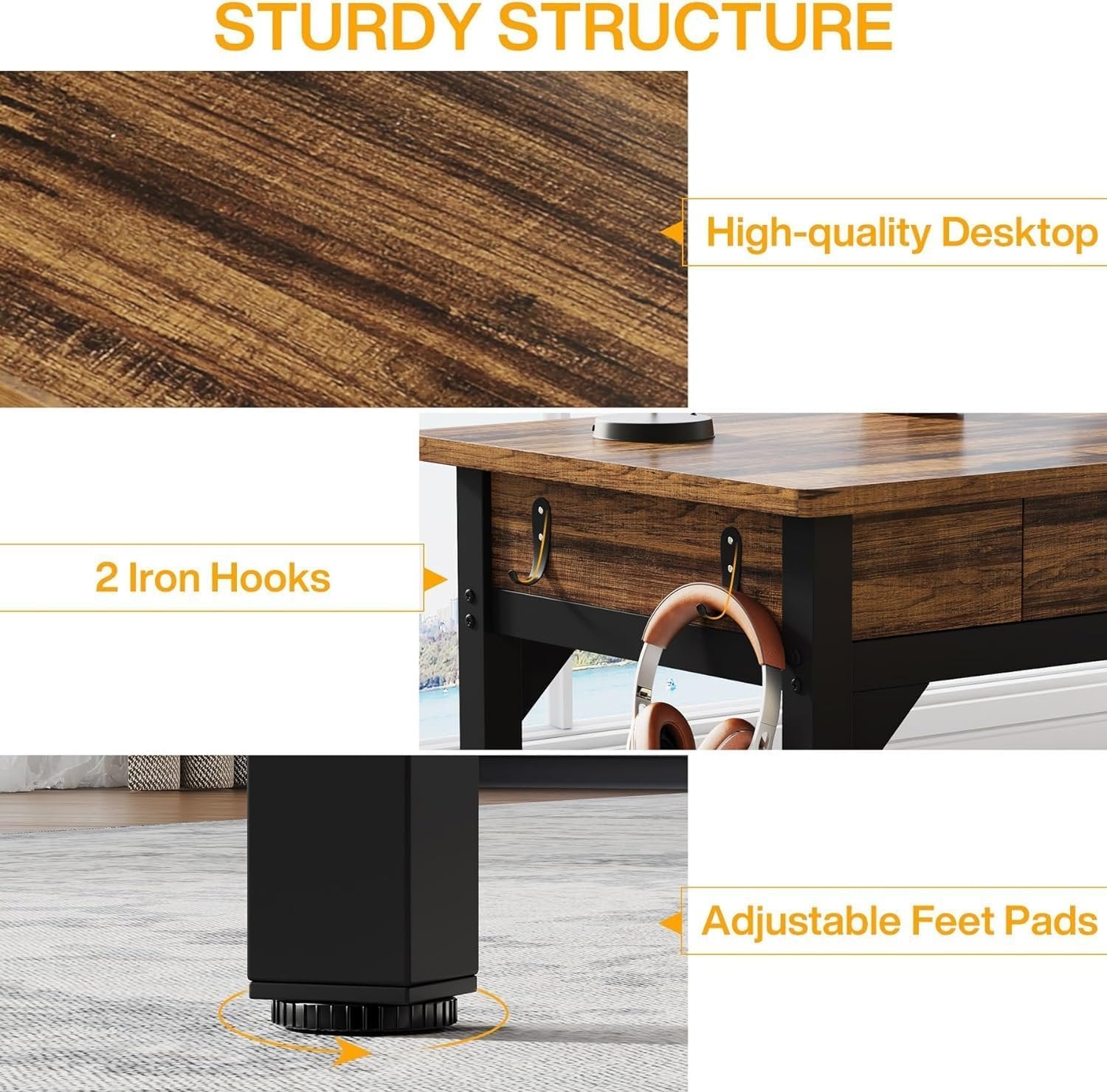 78.7" Two Person Desk, Long Computer Desk with 2 Drawers