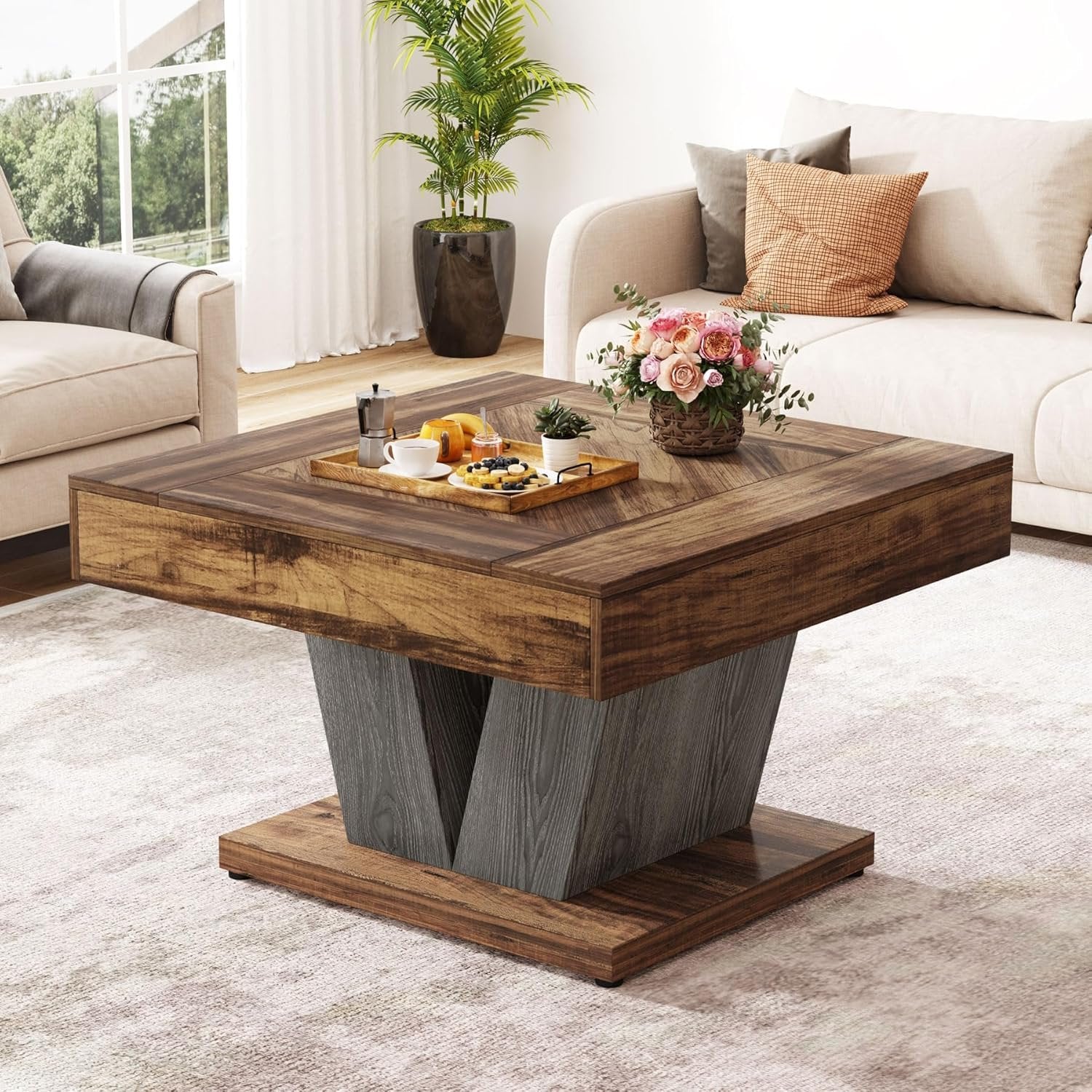 80cm Coffee Table, Square Centre Table Cocktail Tea Accent Table