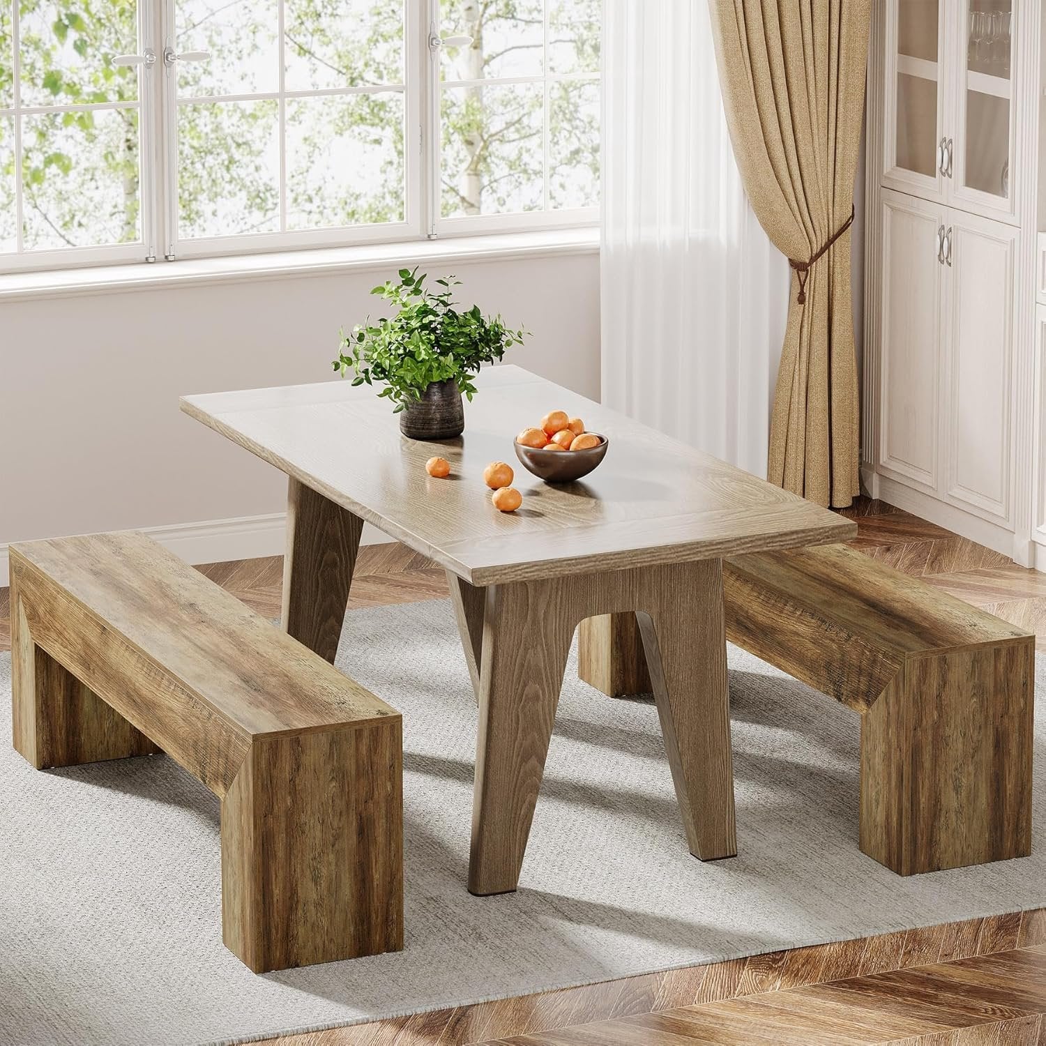 120cm Wooden Entryway Bench, Farmhouse Bench Seat for Hallway, Bedroom or End of Bed