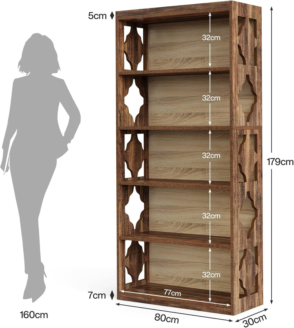 178 cm Tall 6 Tier Bookshelf, Modern Storage & Display Bookcase