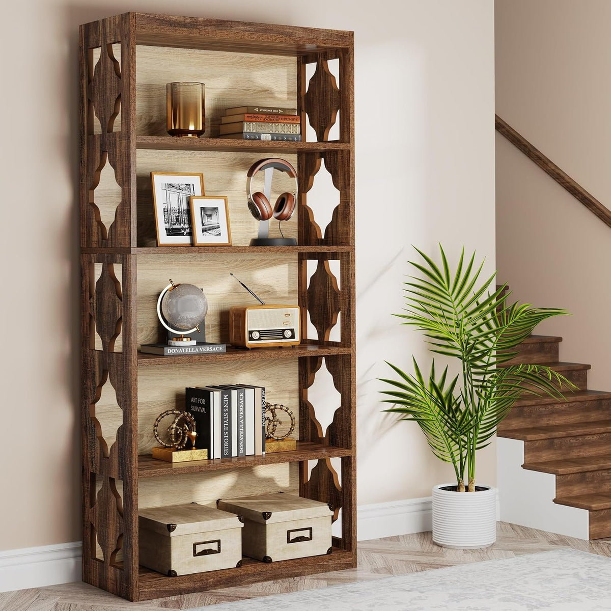 178 cm Tall 6 Tier Bookshelf, Modern Storage & Display Bookcase