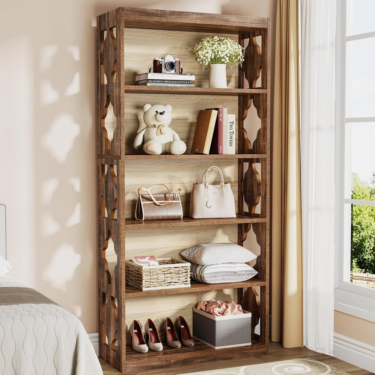 178 cm Tall 6 Tier Bookshelf, Modern Storage & Display Bookcase