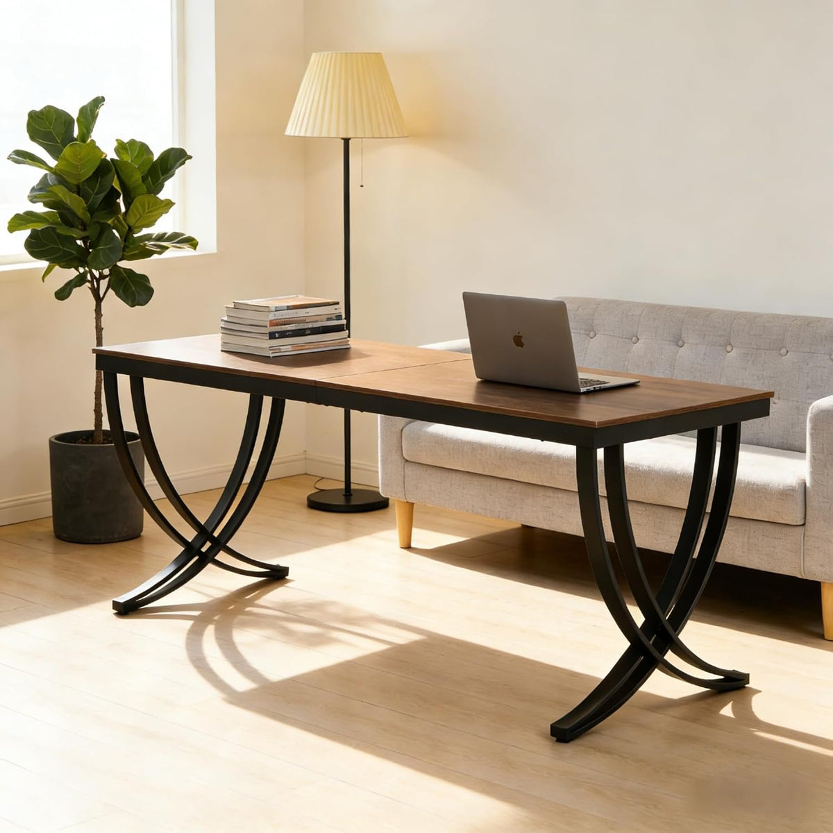 200 cm 2 Person Desk, Extra Long Rustic Computer Workstation