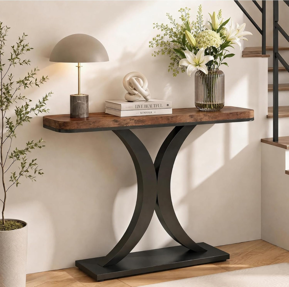 102 cm Narrow Console Table, Industrial Entryway & Sofa Table