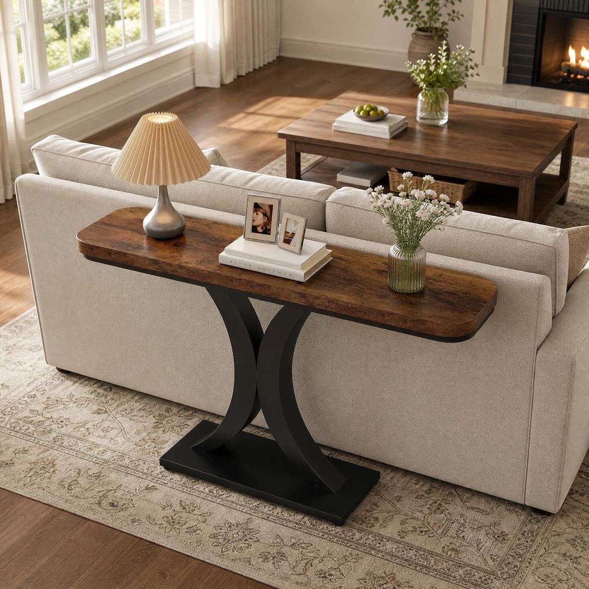 102 cm Narrow Console Table, Industrial Entryway & Sofa Table