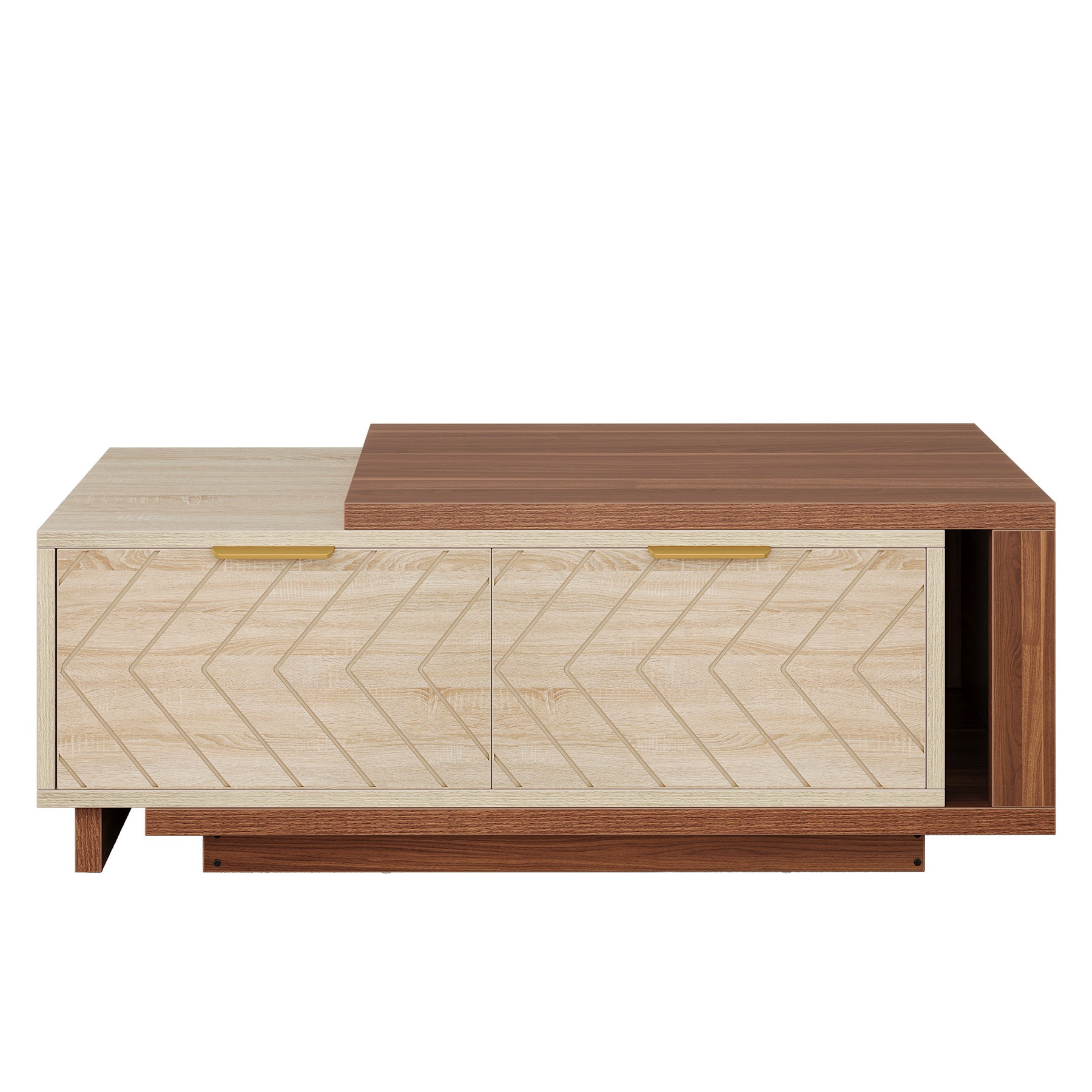 Extendable Coffee Table, Center Table Cocktail Table with 2 Storage Drawers