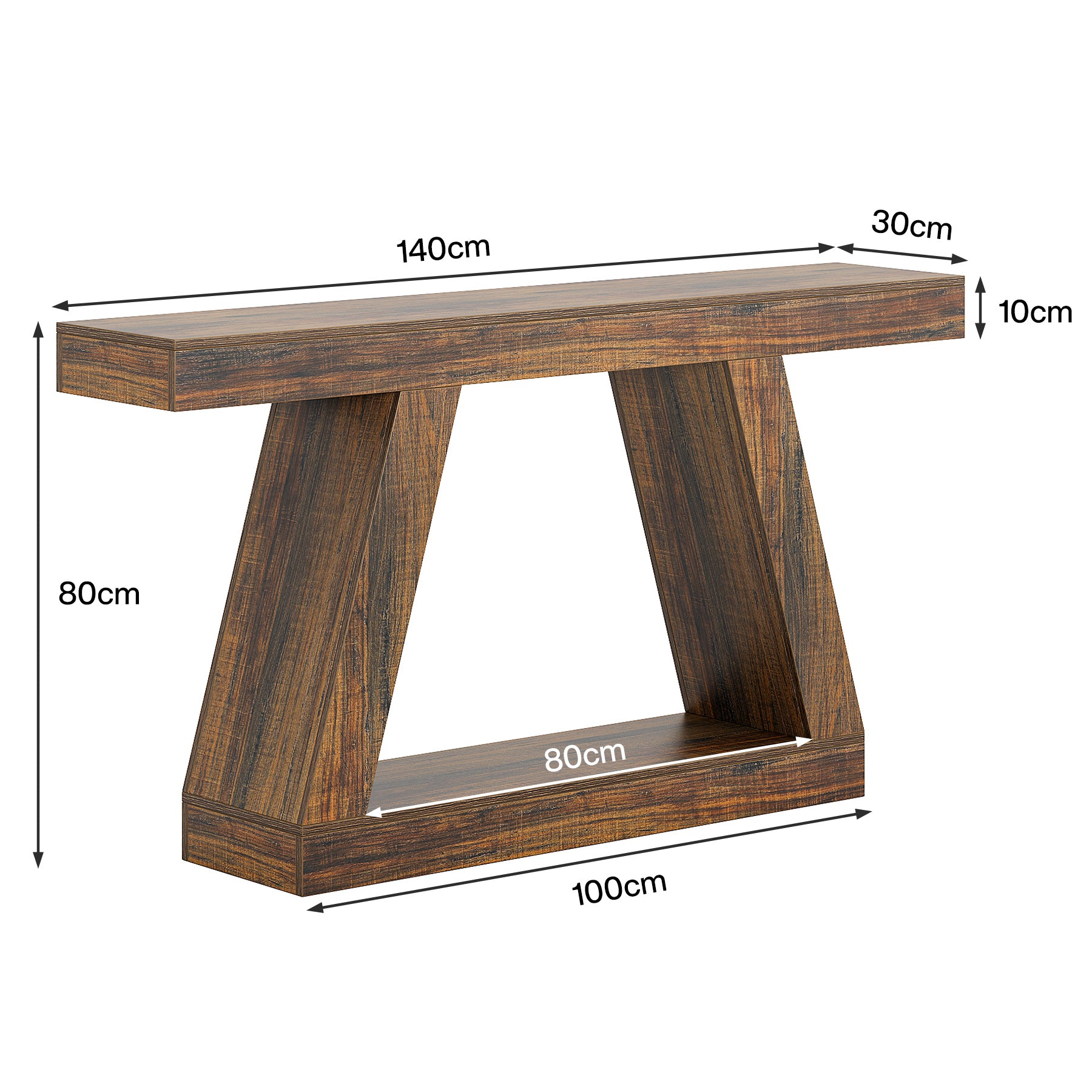 Farmhouse Console Table, 55" Sofa Table with Unique Storage Frame