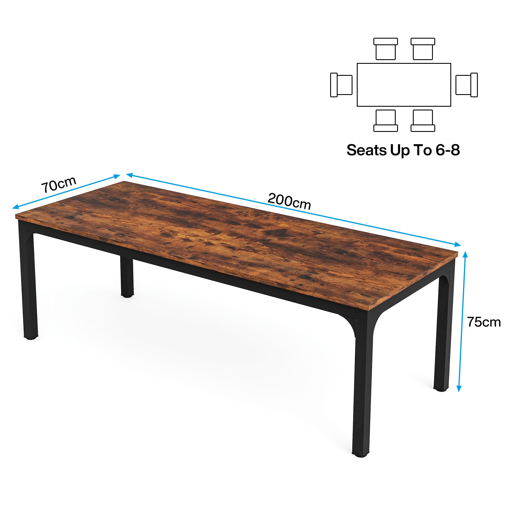 Rectangle Dining Table, 78 inch Long Kitchen Table for 6-8 People