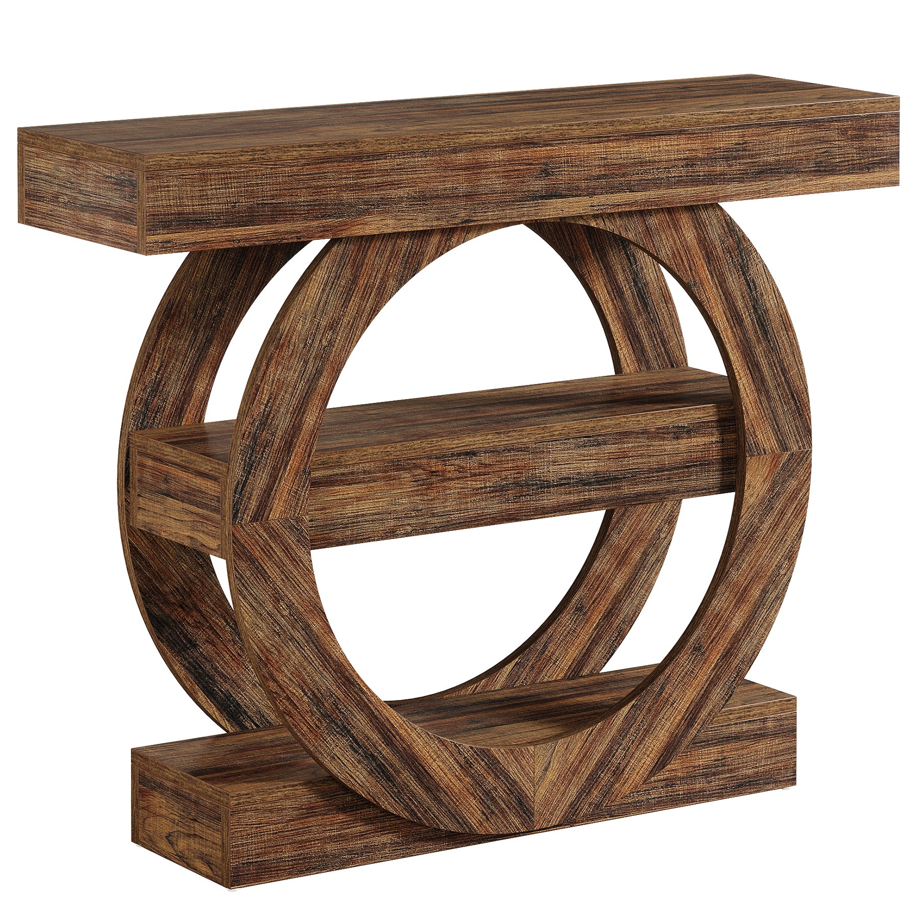 105cm Console Table, 3-Tier Sofa Table Accent Console with Circle Base