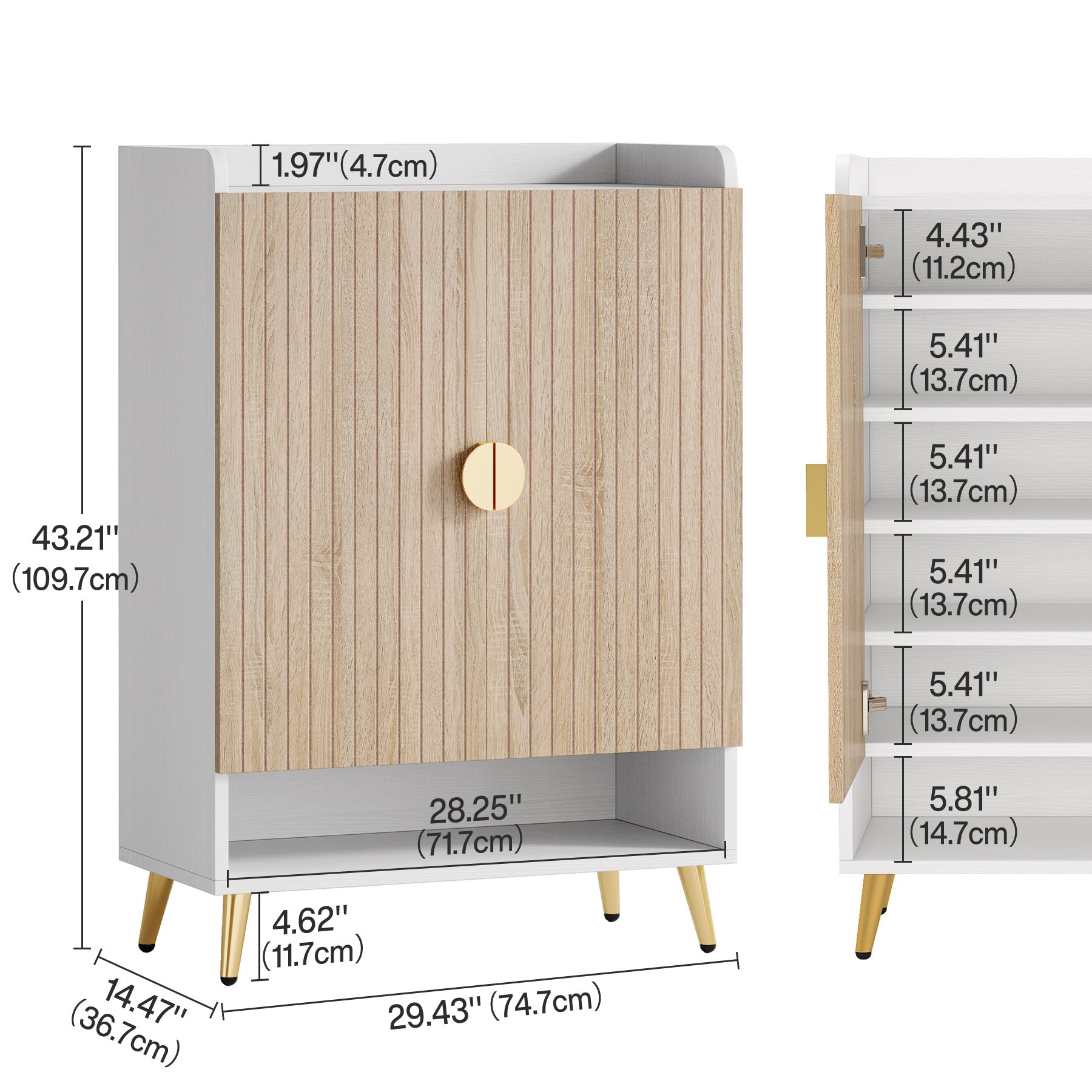 7-Tier Shoe Cabinet, Shoe Storage Organizer with Adjustable Shelves