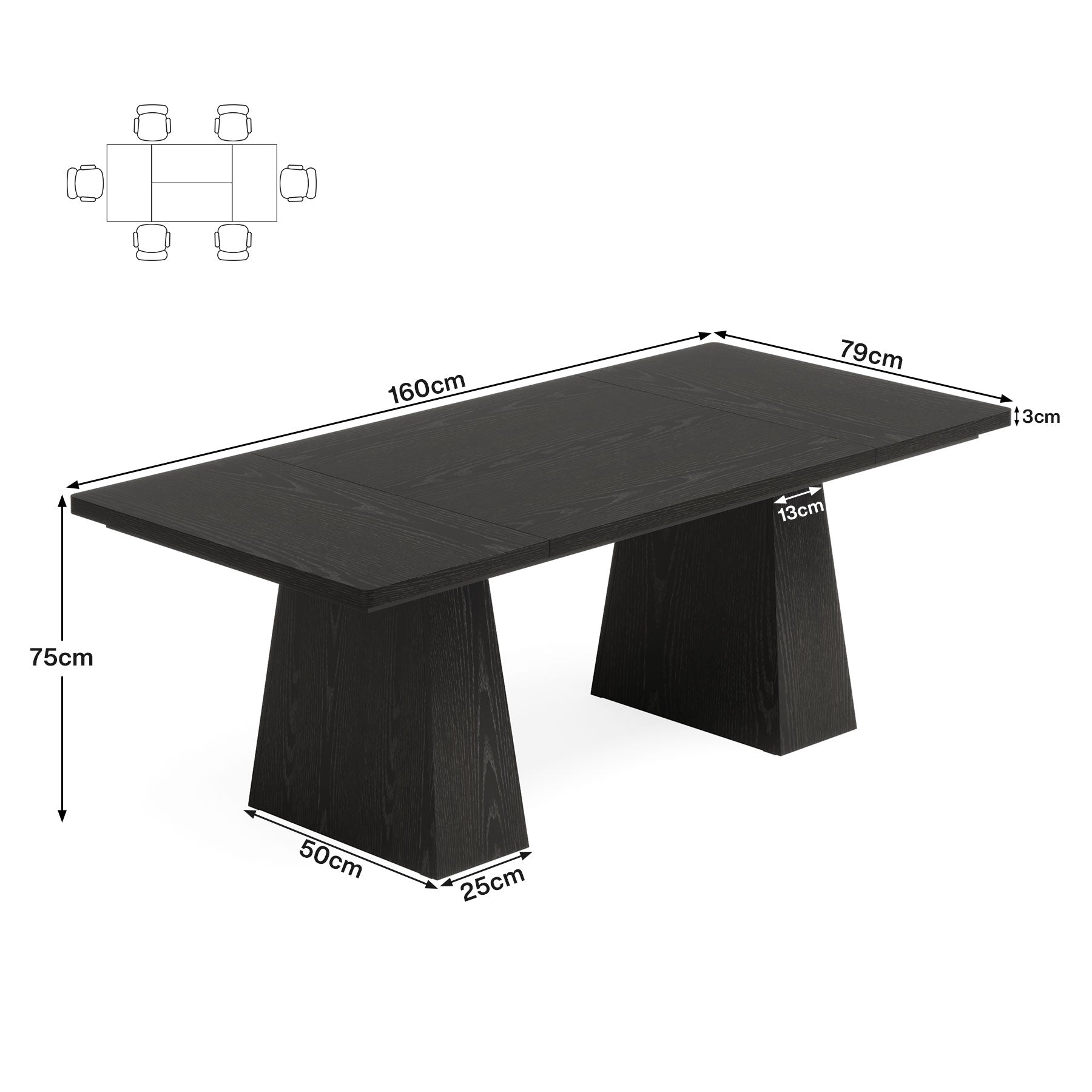 160cm Rectangular Dining Table, Modern Kitchen Table for 4-6 with Sturdy Tapered Wood Legs