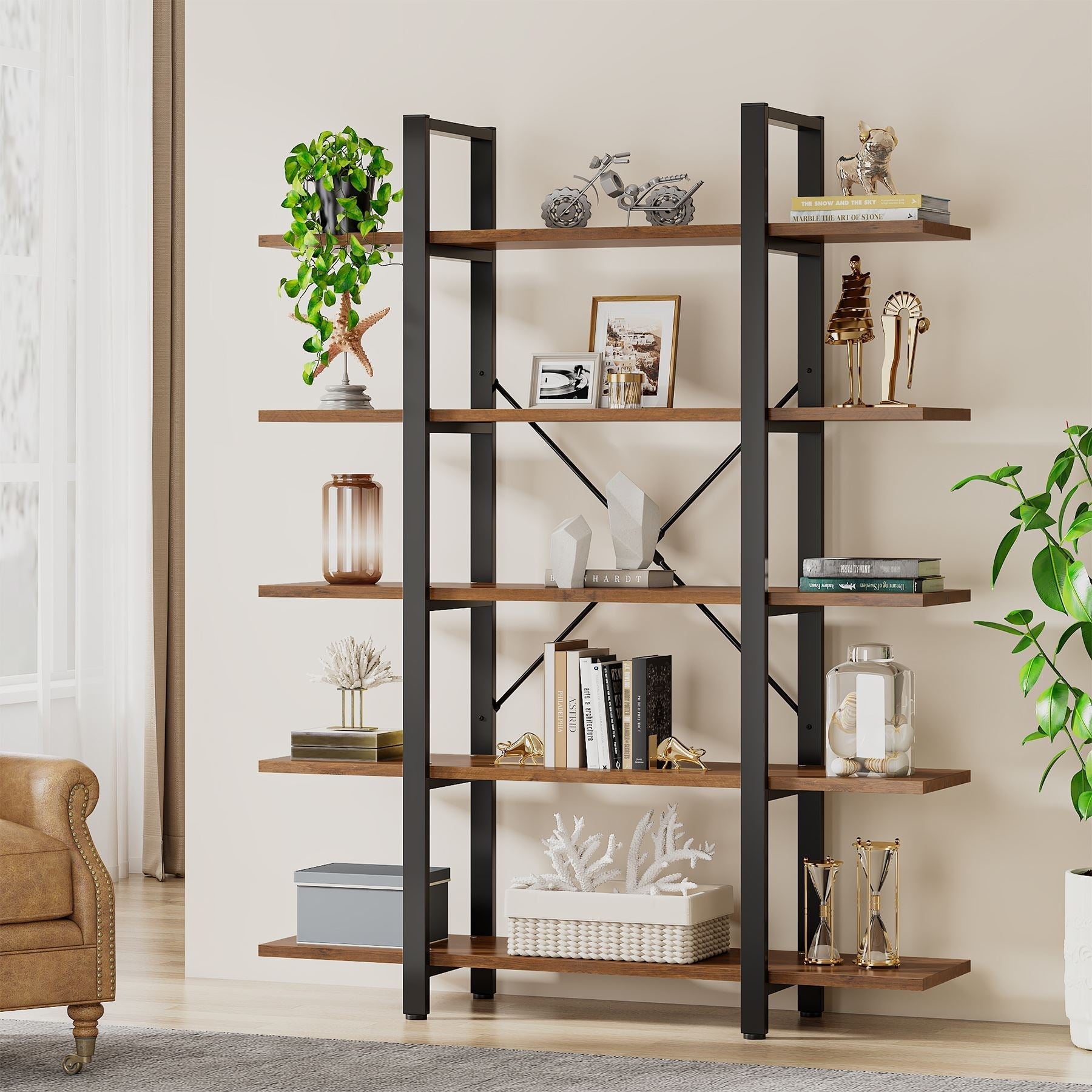 Tribesigns 5 - Tier Bookshelf, Open Etagere Bookcase Storage Display Rack Tribesigns