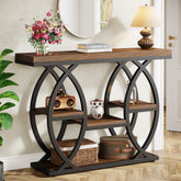 100 cm Console Table, 4-Tier Sofa Table Entryway Table with Storage Shelves 3