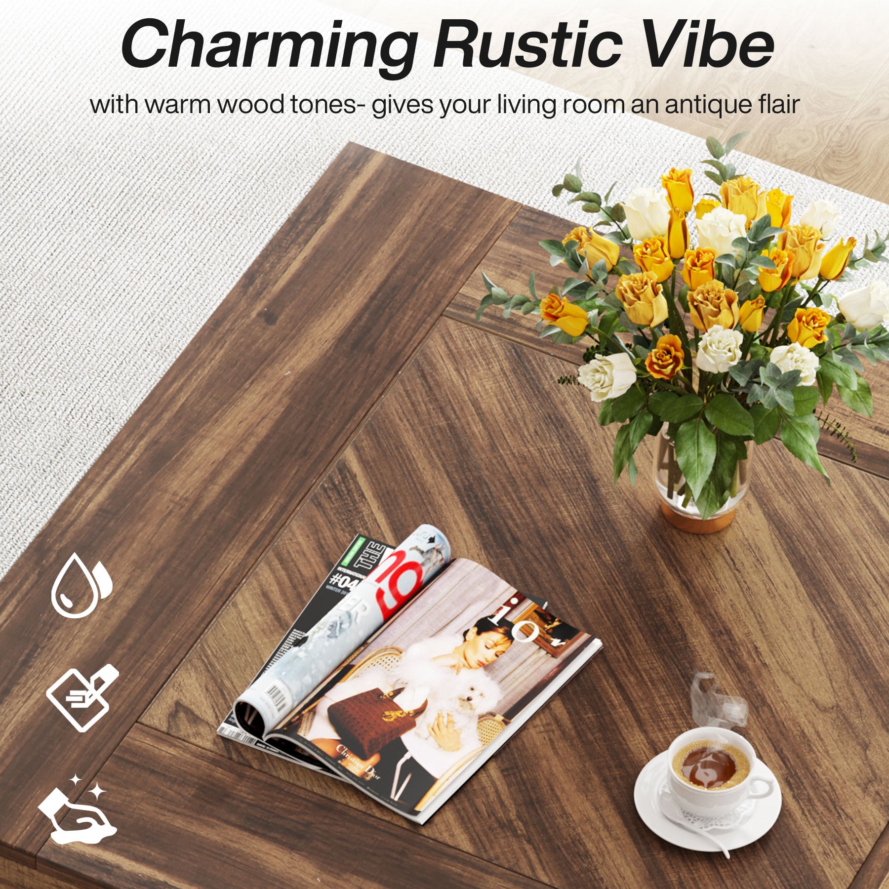 80 cm Coffee Table, Square Center Table Cocktail Tea Accent Table