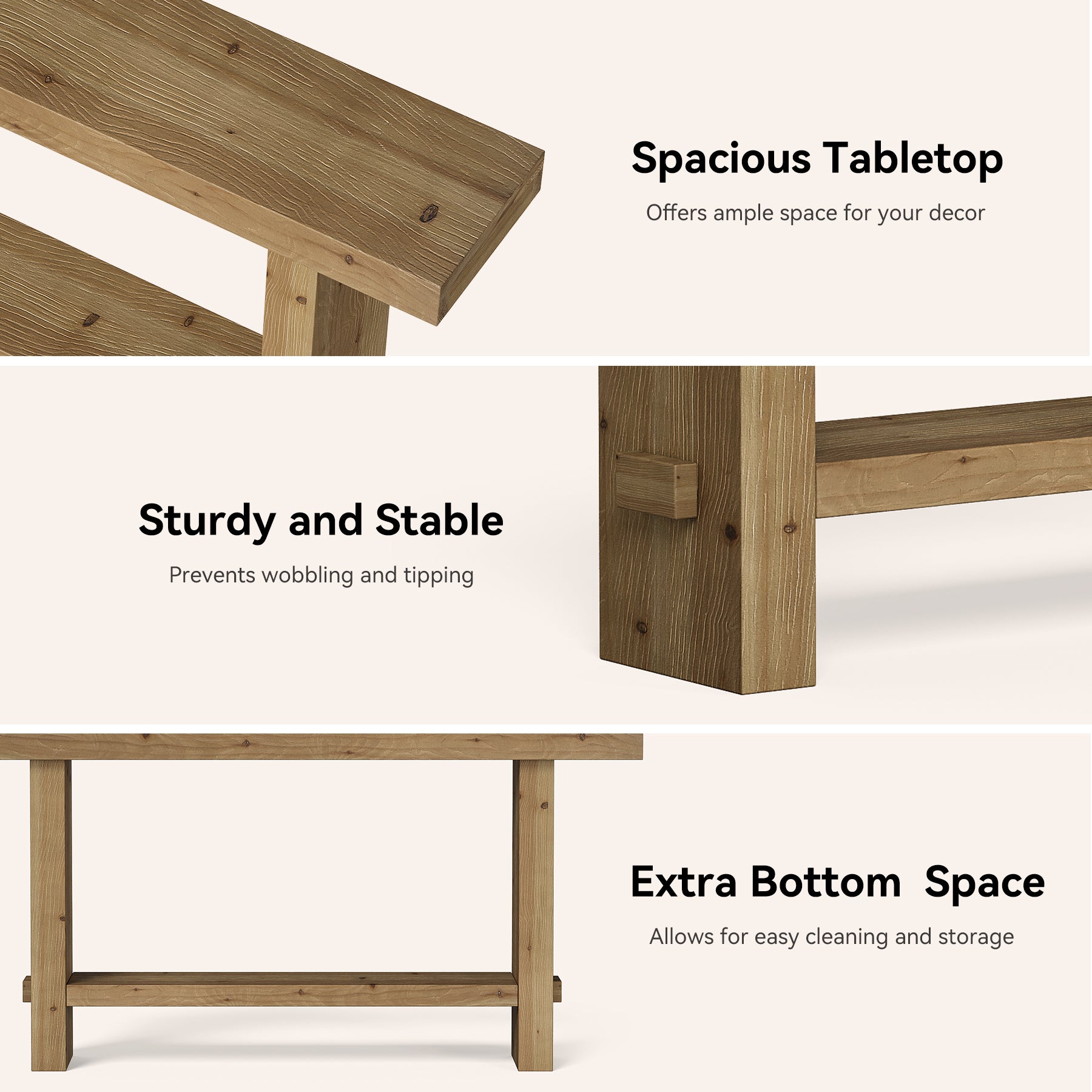 160cm Solid Wood Console Table, 2-Tier Narrow Farmhouse Entryway Table